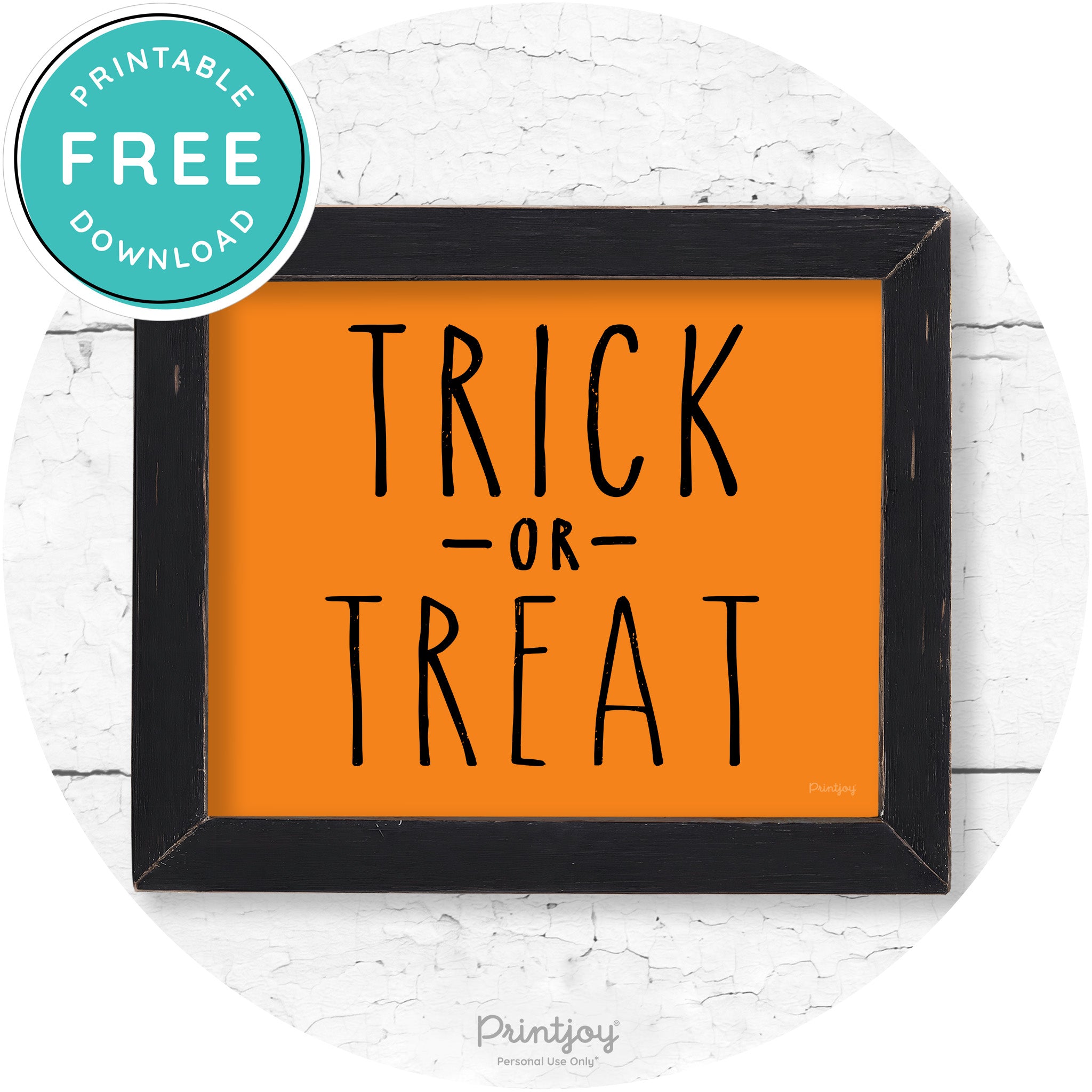 Trick Or Treat Lettering Farmhouse Halloween Wall Art Free Printable - Printjoy