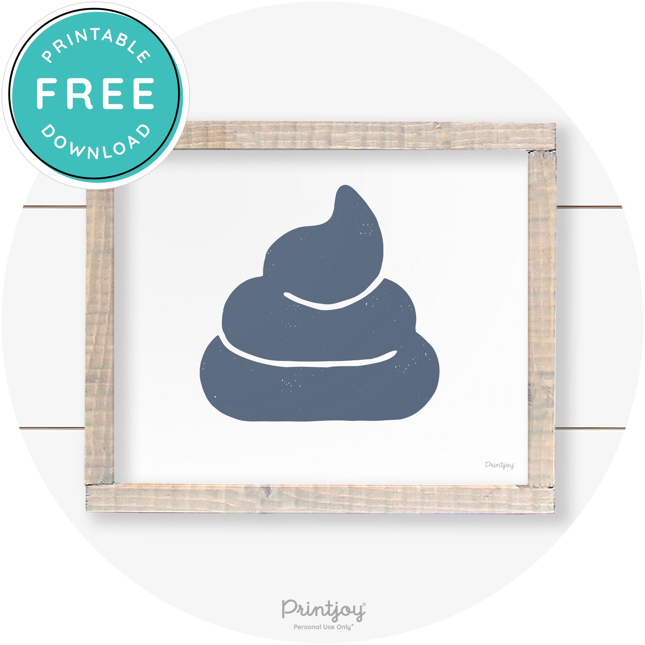 Poop Emoji Silhouette Funny Bathroom Sign Wall Art Free Printable - Printjoy