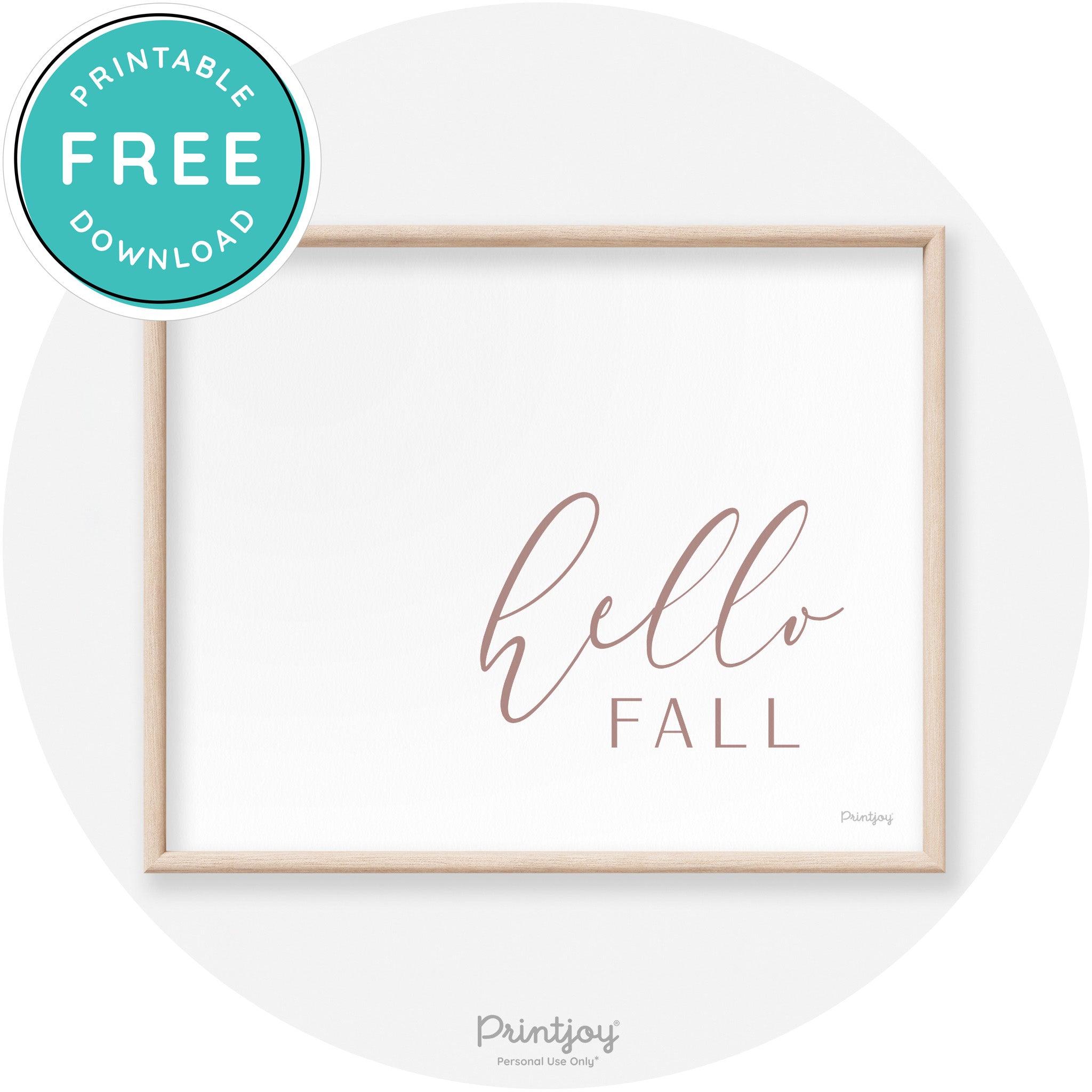 Hello Fall Cursive Modern Transitional Fall Wall Art Decor Free Printable - Printjoy