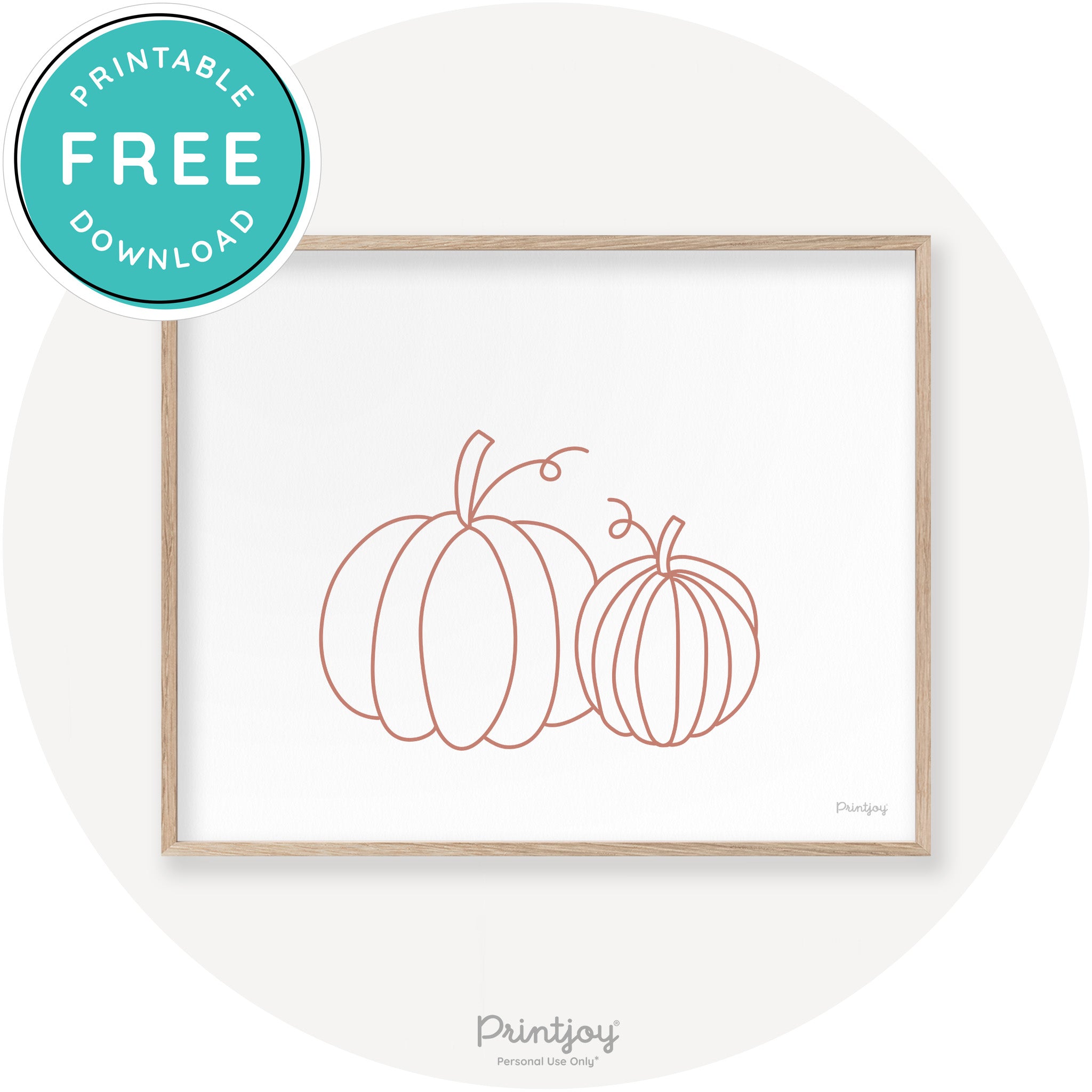 Pumpkin Pair Line Art Cute Fall Modern Chic Wall Art Printable - Printjoy