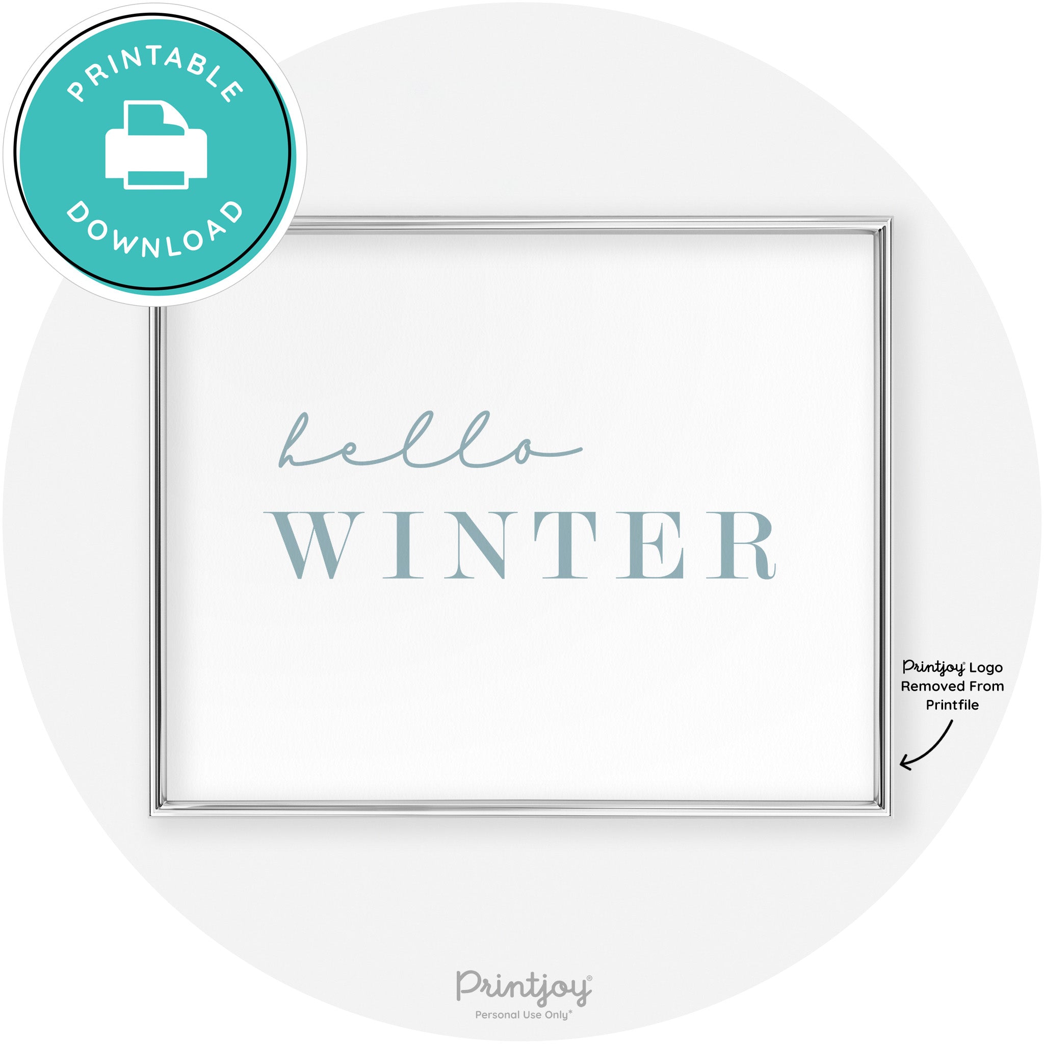 Hello Winter Cute Seasonal Modern Chic Wall Art Decor Free Printable - Printjoy