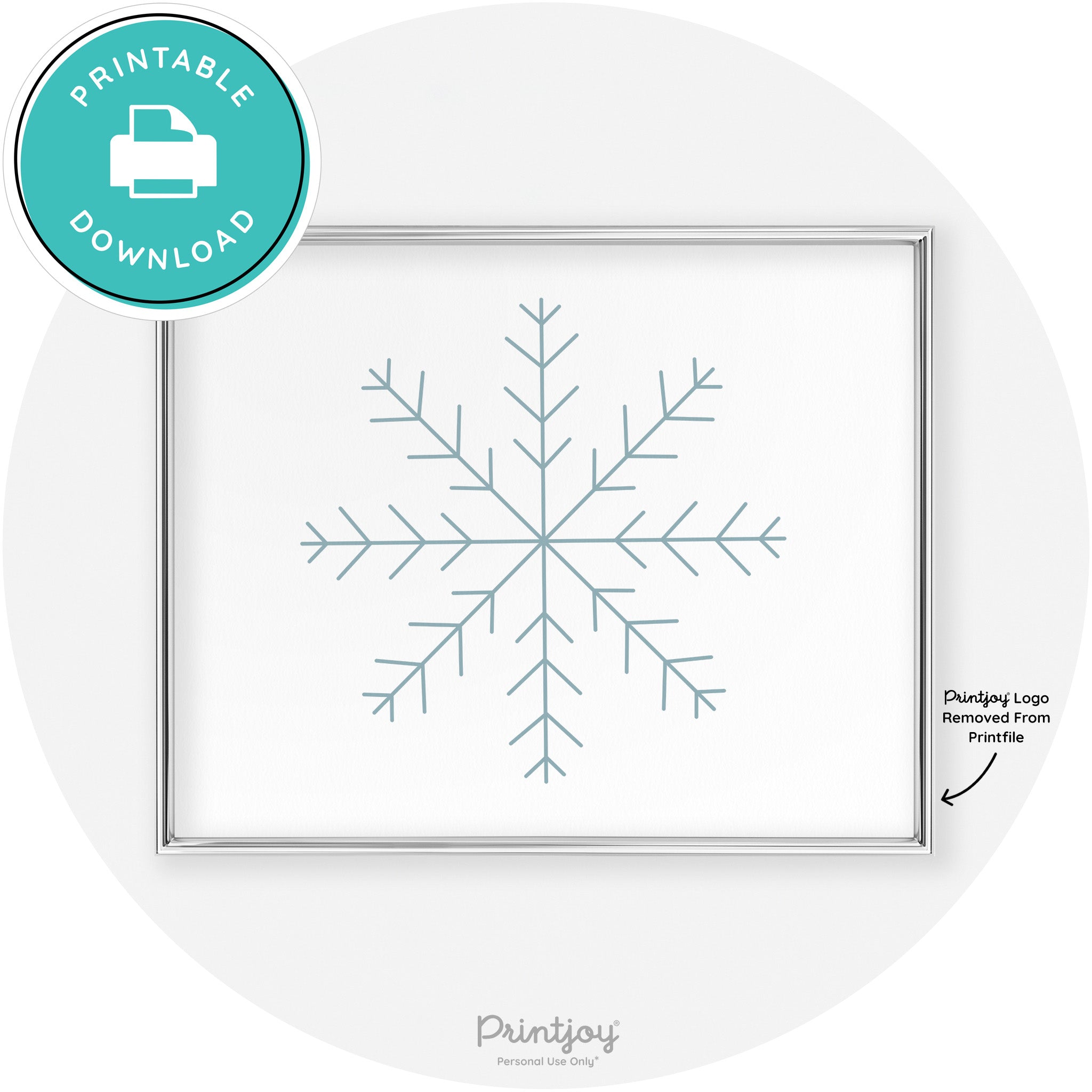 Snowflake Line Art Cute Winter Modern Chic Wall Art Free Printable - Printjoy