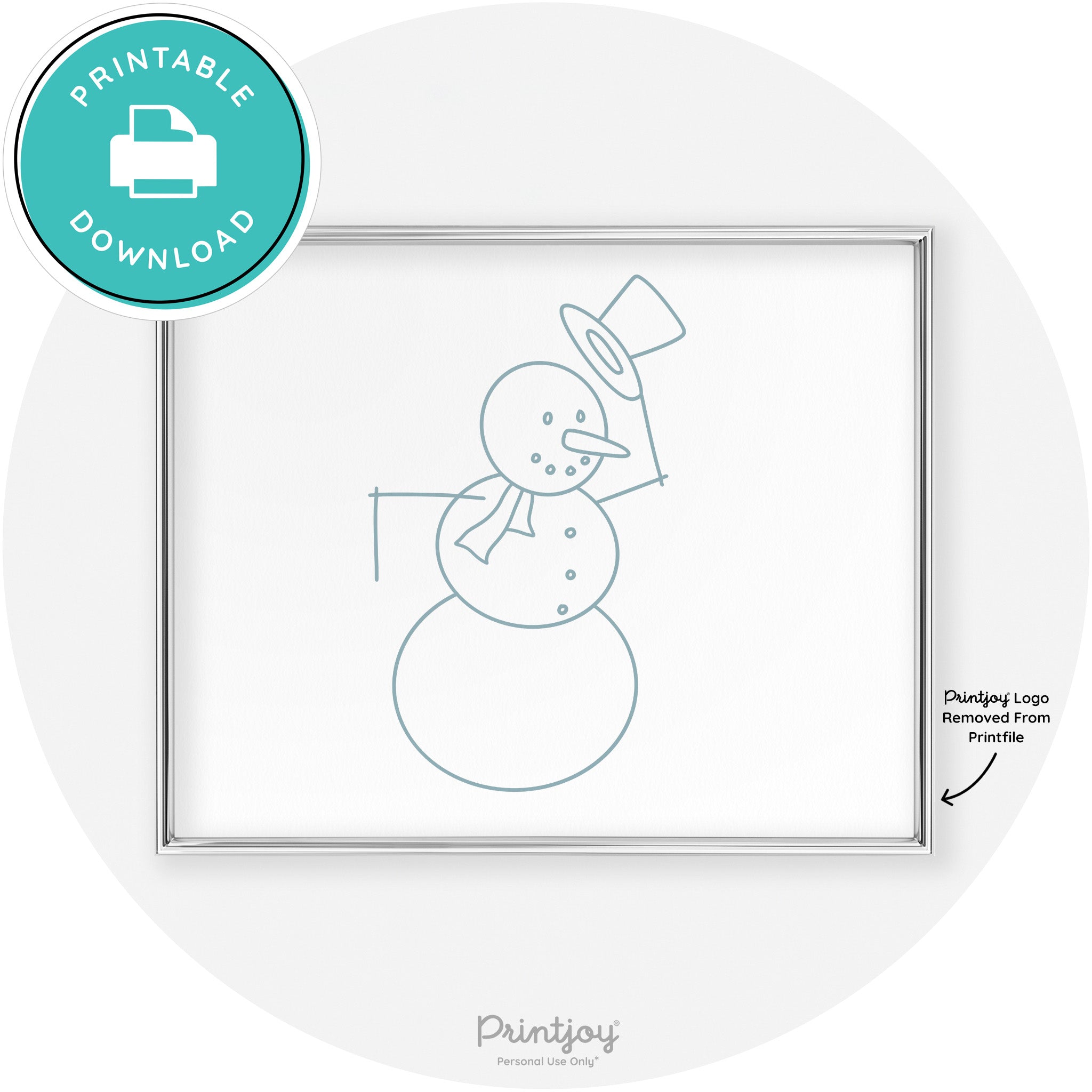 Snowman Line Art Cute Winter Modern Chic Wall Art Free Printable - Printjoy
