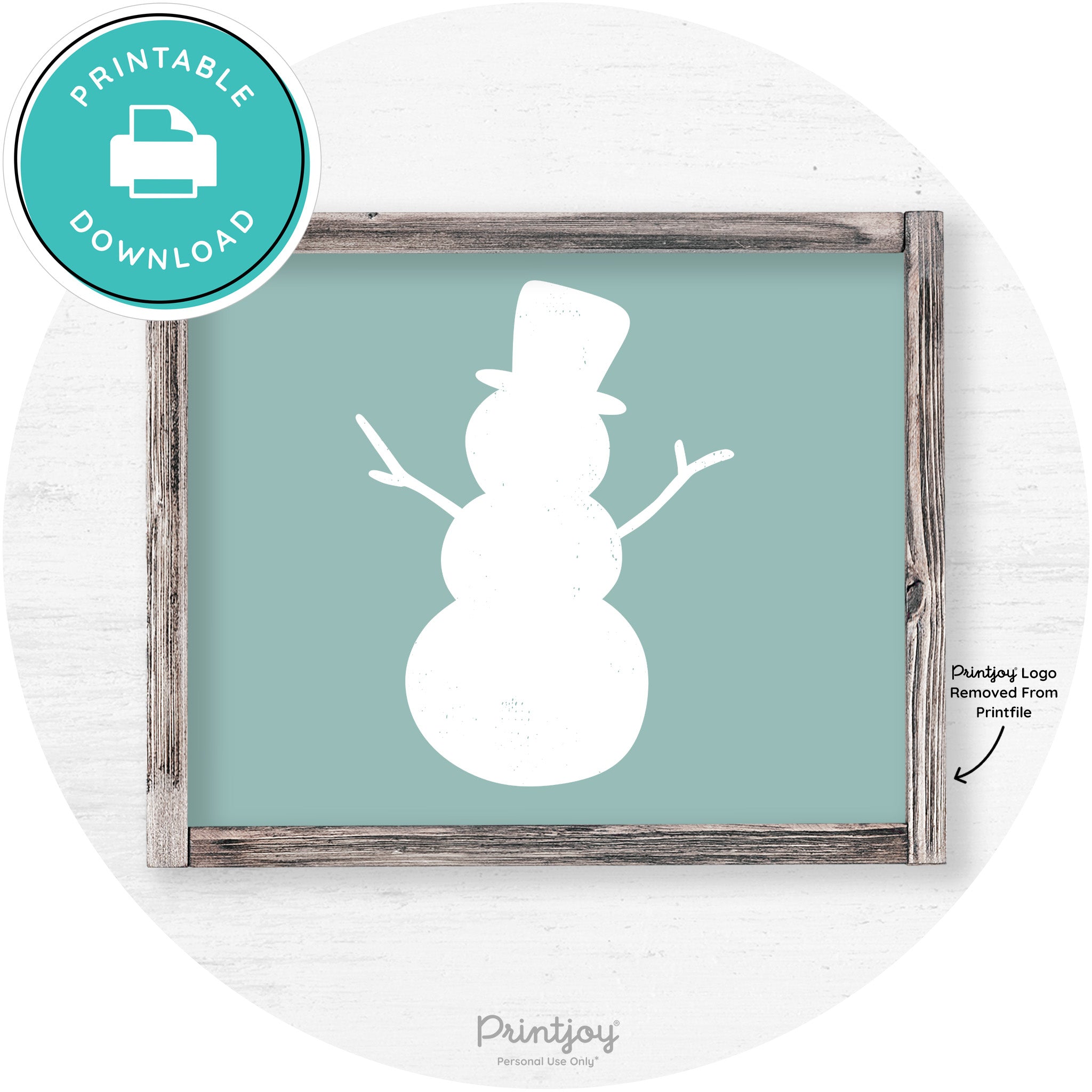 Snowman Silhouette Winter Farmhouse Wall Art Decor Free Printable - Printjoy