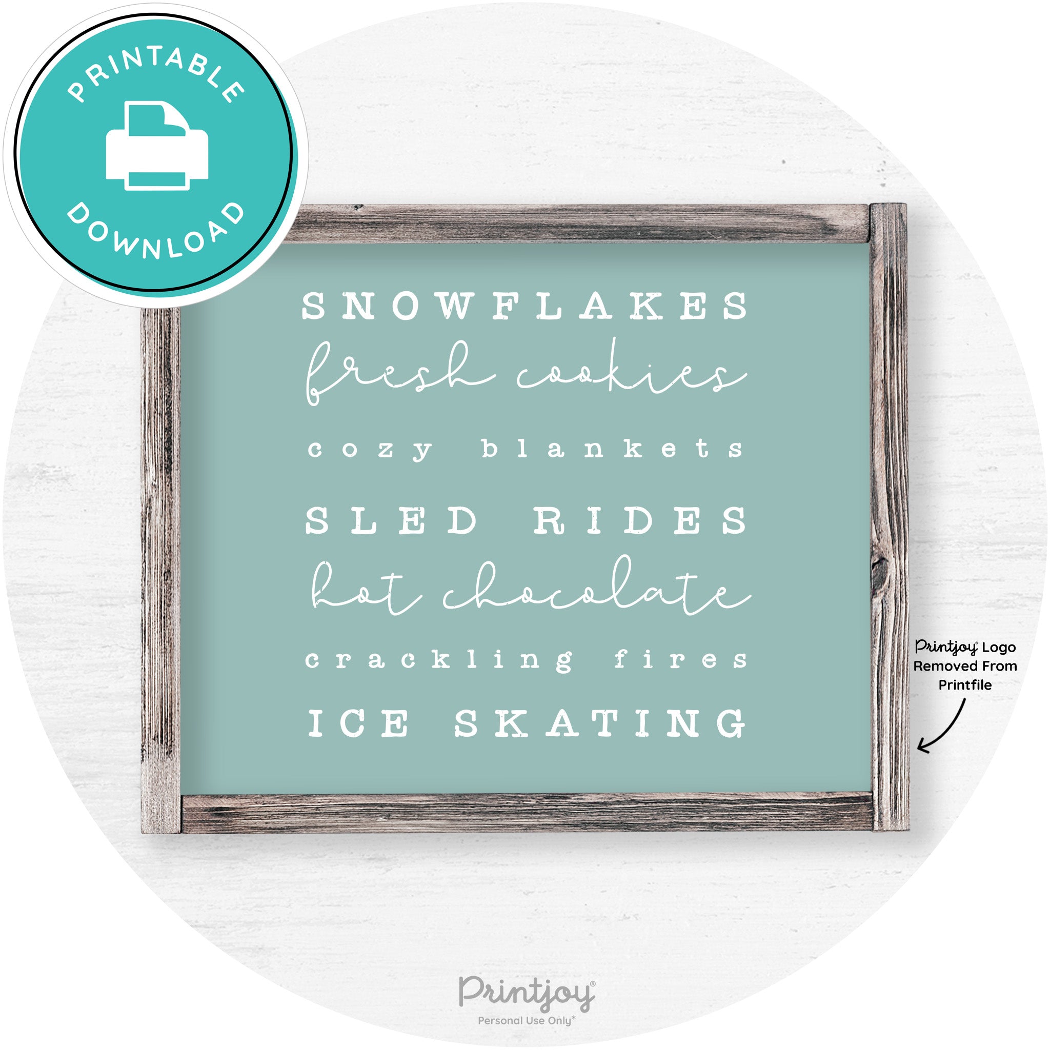 Winter Favorite Things Rustic Farmhouse Wall Art Decor Free Printable - Printjoy