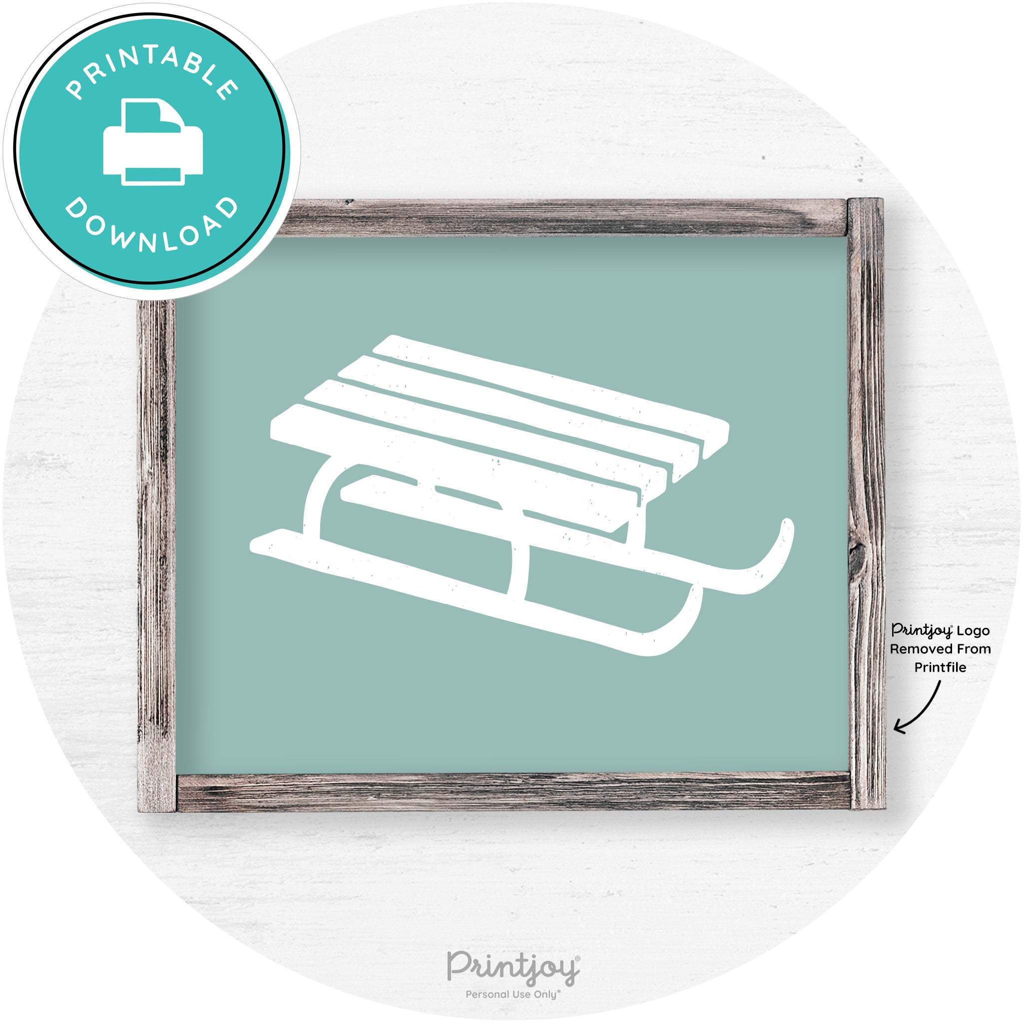 Winter Old Fashioned Sled Rustic Farmhouse Wall Art Free Printable - Printjoy