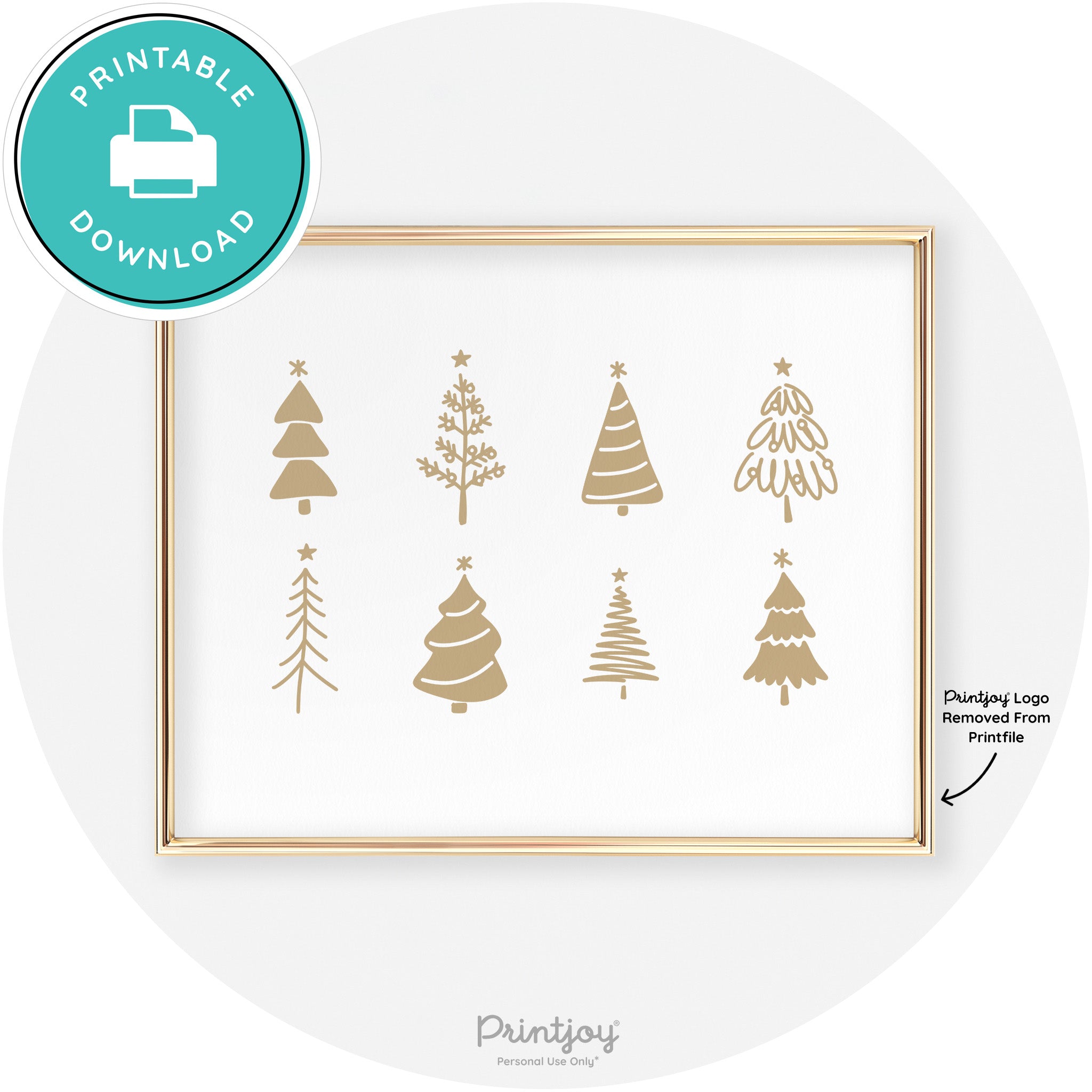 Christmas Trees Cute Modern Chic Wall Art Decor Free Printable - Printjoy