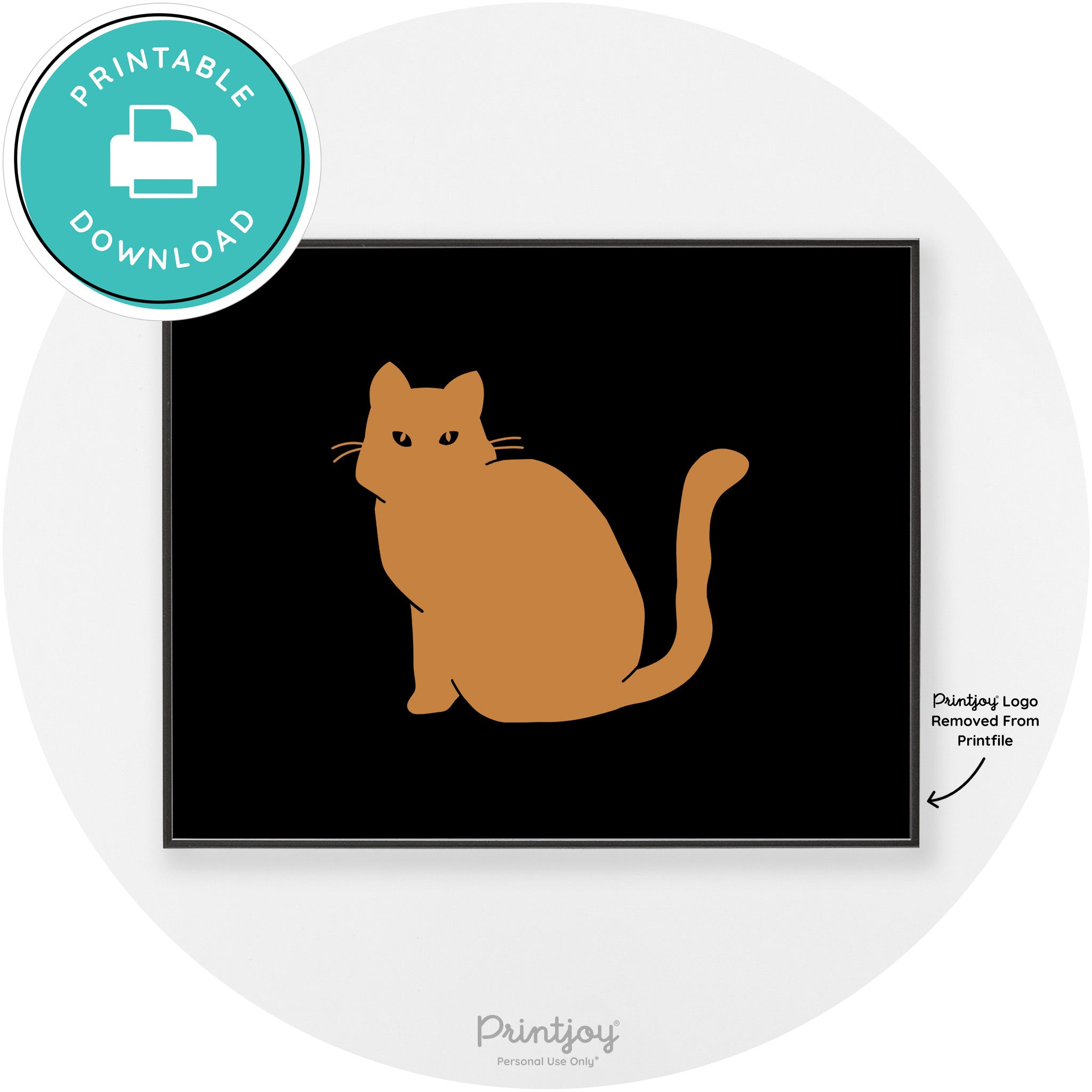 Halloween Spooky Cat Modern Chic Wall Art Decor Printable - Printjoy