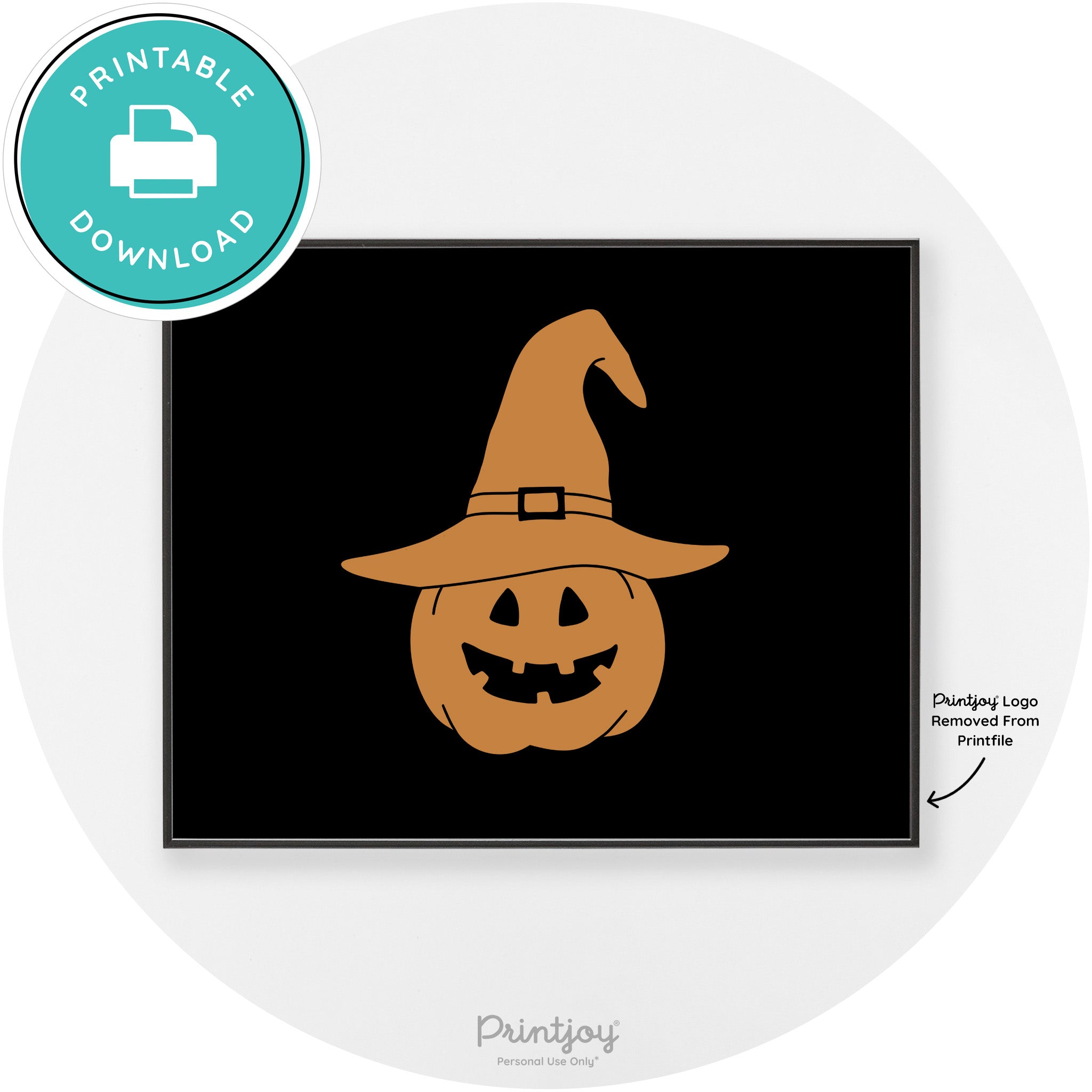 Halloween Cute Witch Jack O Lantern Chic Wall Art Printable - Printjoy