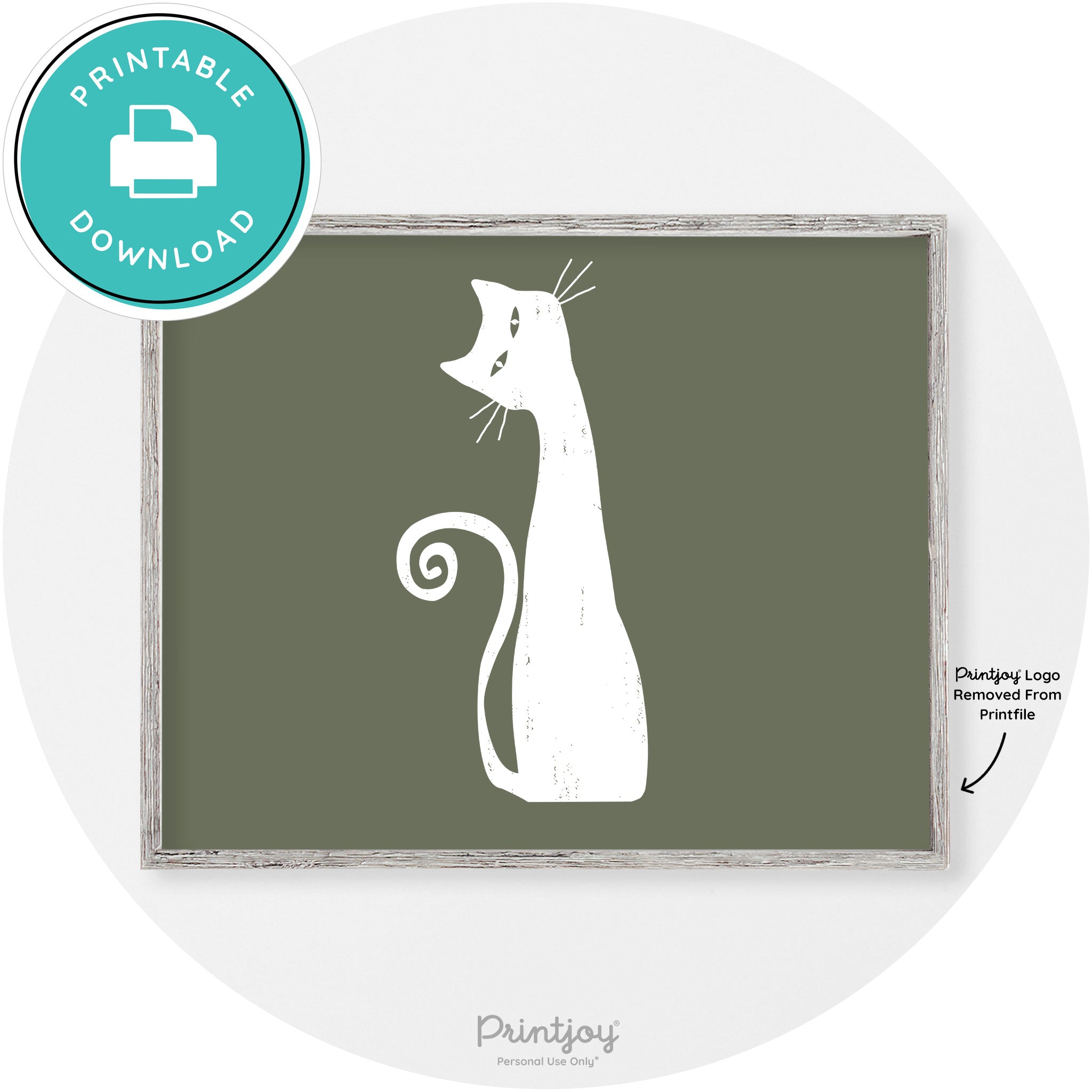 Creepy Skinny Cat Modern Vintage Halloween Wall Art Free Printable - Printjoy