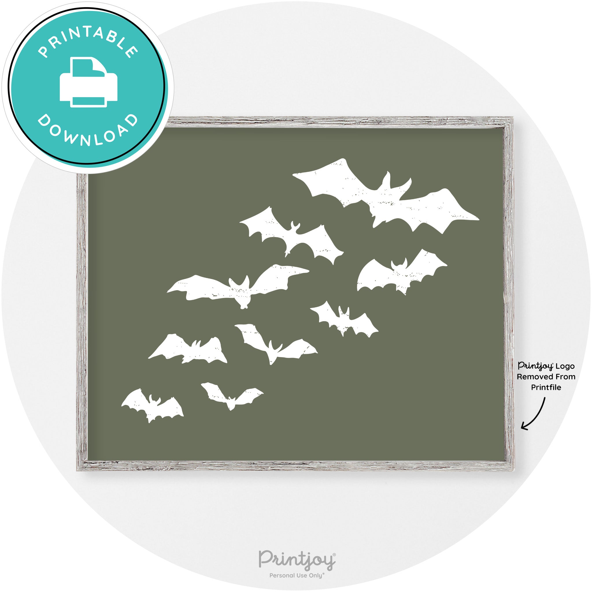 Halloween Bats Silhouette Modern Vintage Wall Art Free Printable - Printjoy