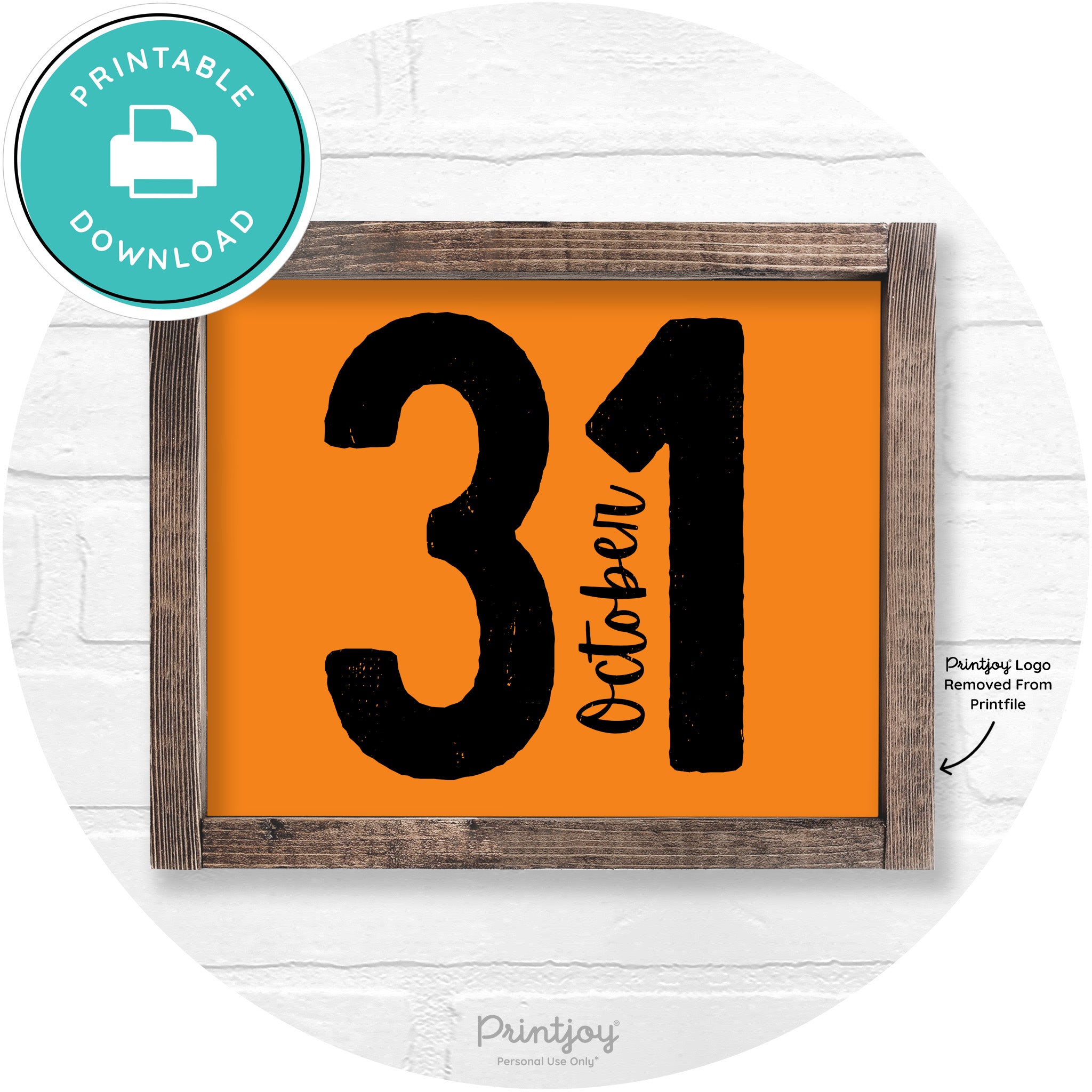 October 31 Halloween Rustic Farmhouse Wall Art Free Printable - Printjoy