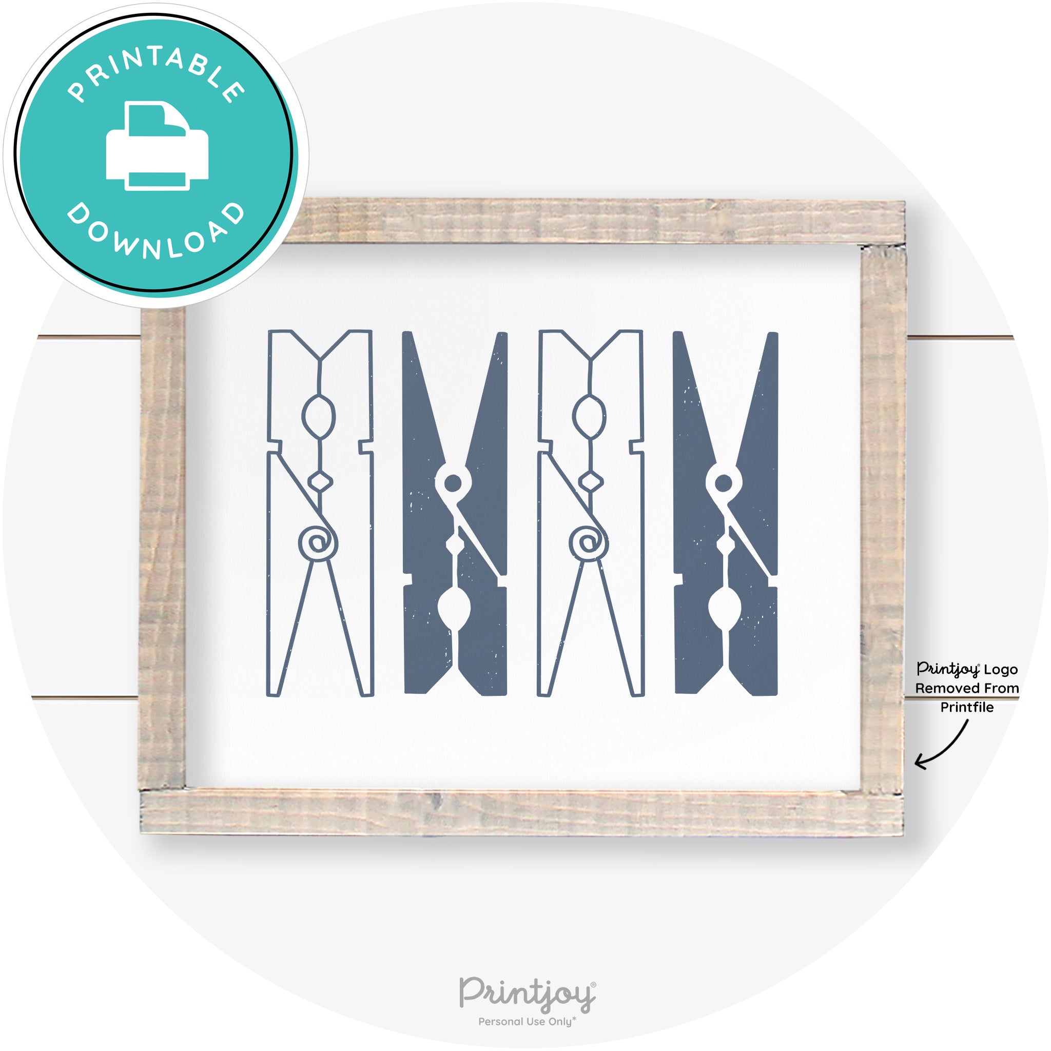Clothespins Cute Laundry Room Farmhouse Wall Art Free Printable - Printjoy