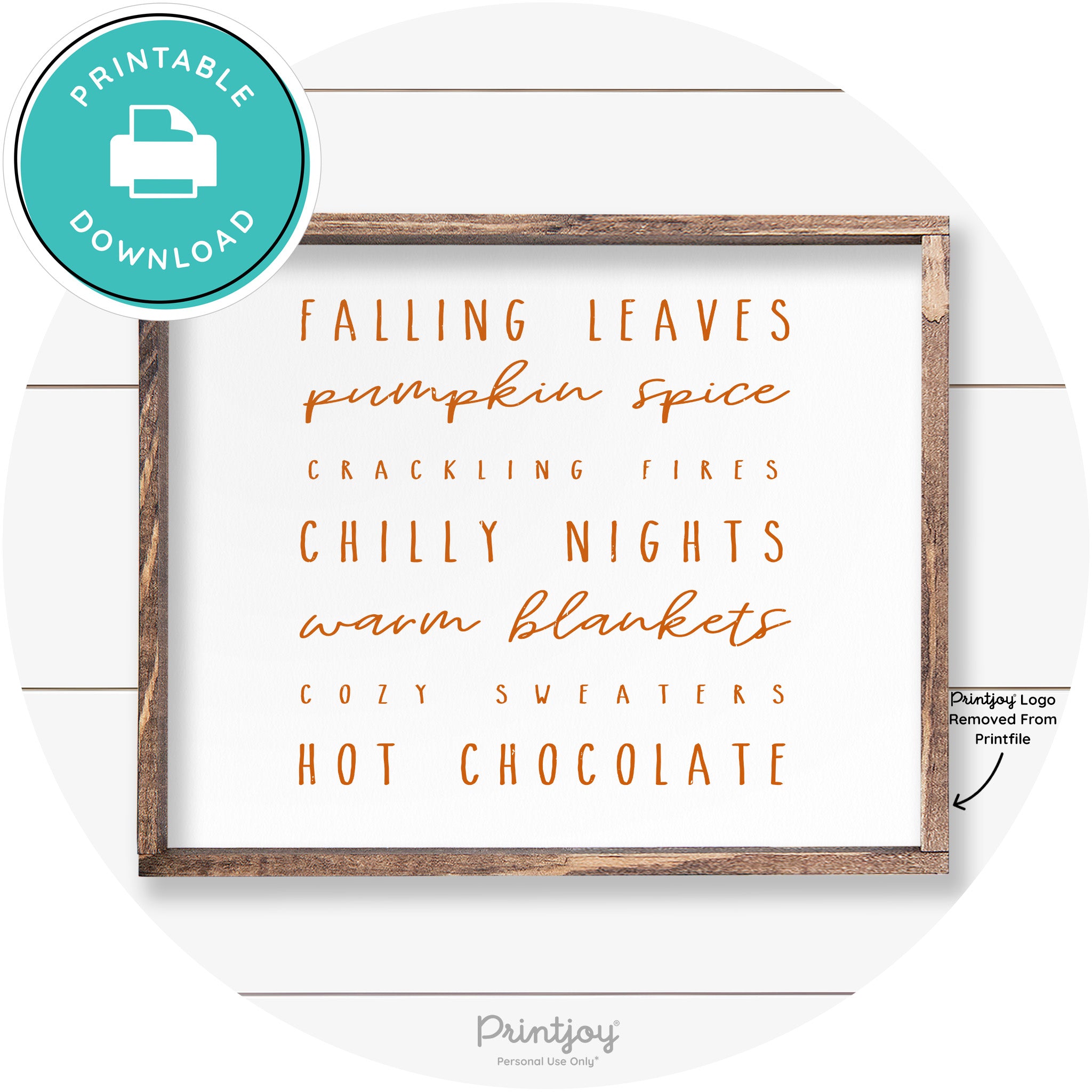 Fall Favorite Things Cute Farmhouse Autumn Wall Art Free Printable - Printjoy