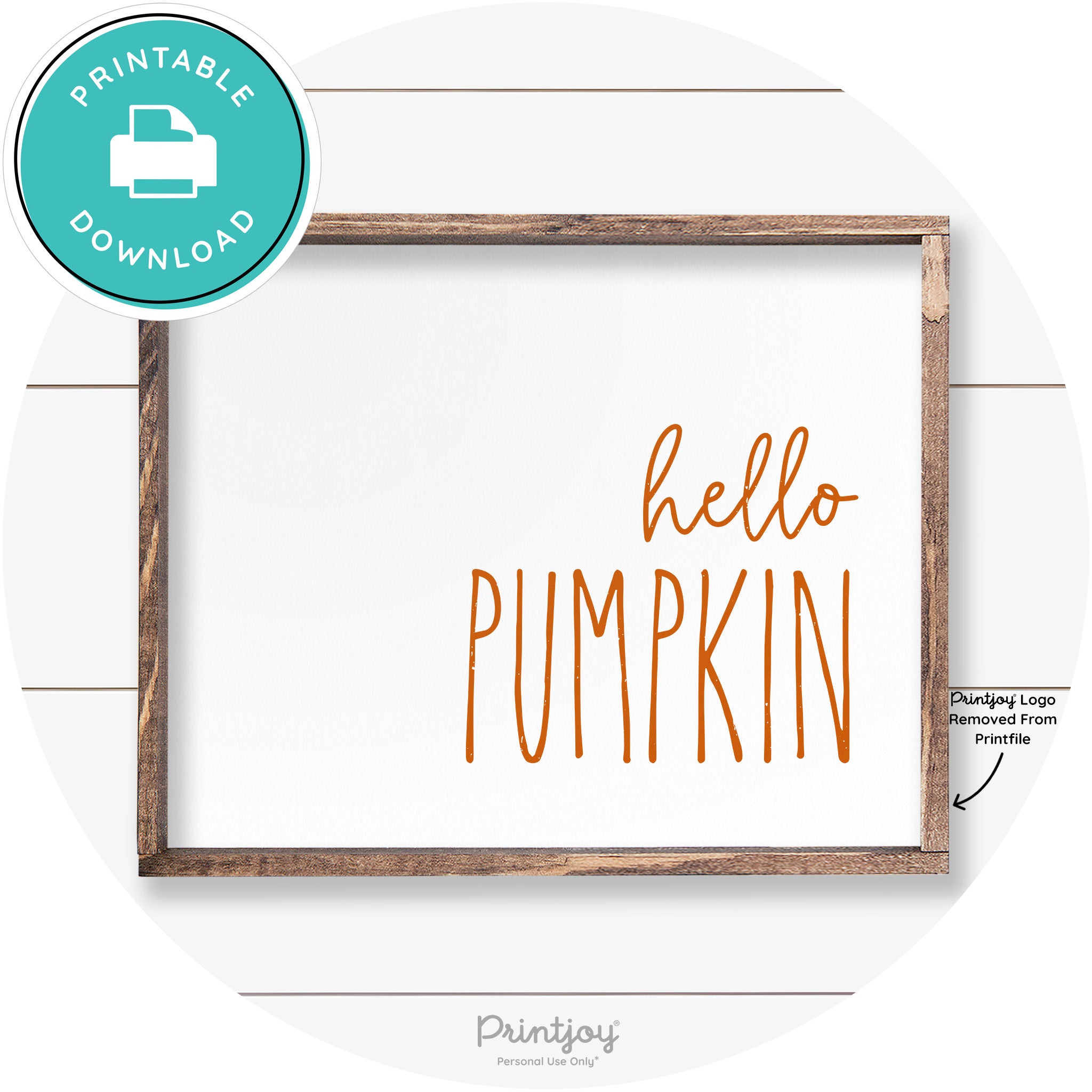 Hello Pumpkin Cute Fun Simple Farmhouse Wall Art Free Printable - Printjoy