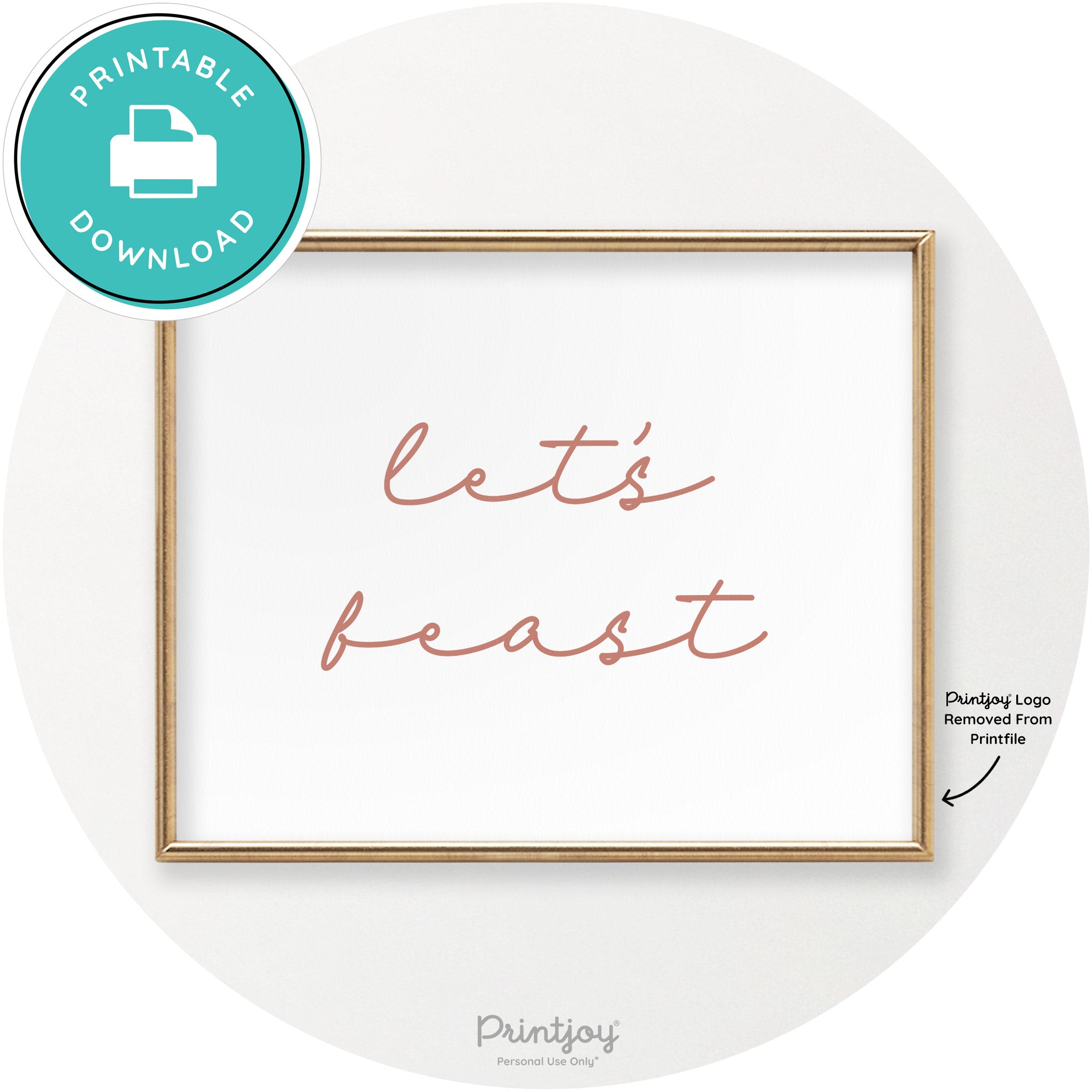 Let's Feast Cute Thanksgiving Modern Chic Wall Art Printable - Printjoy