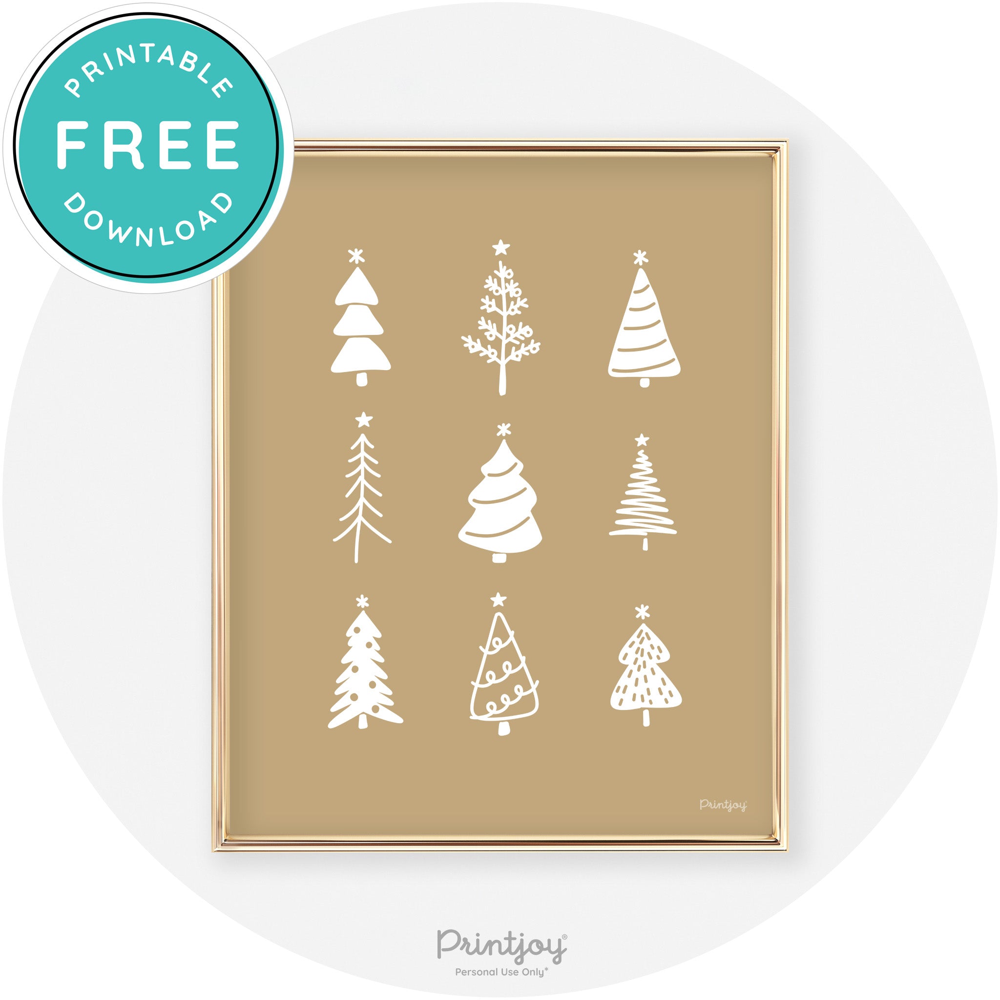 Christmas Trees Cute Modern Chic Wall Art Decor Free Printable - Printjoy