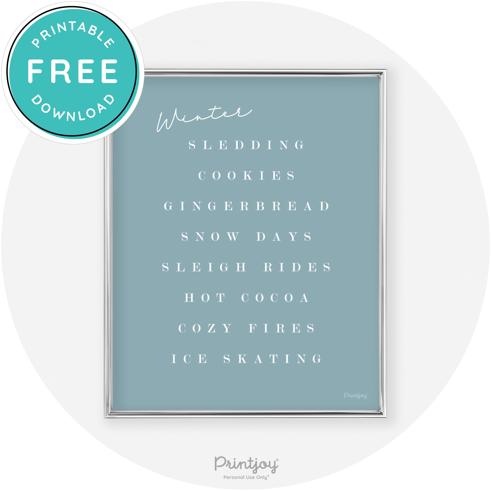 Winter Favorite Things Modern Chic Wall Art Decor Free Printable - Printjoy
