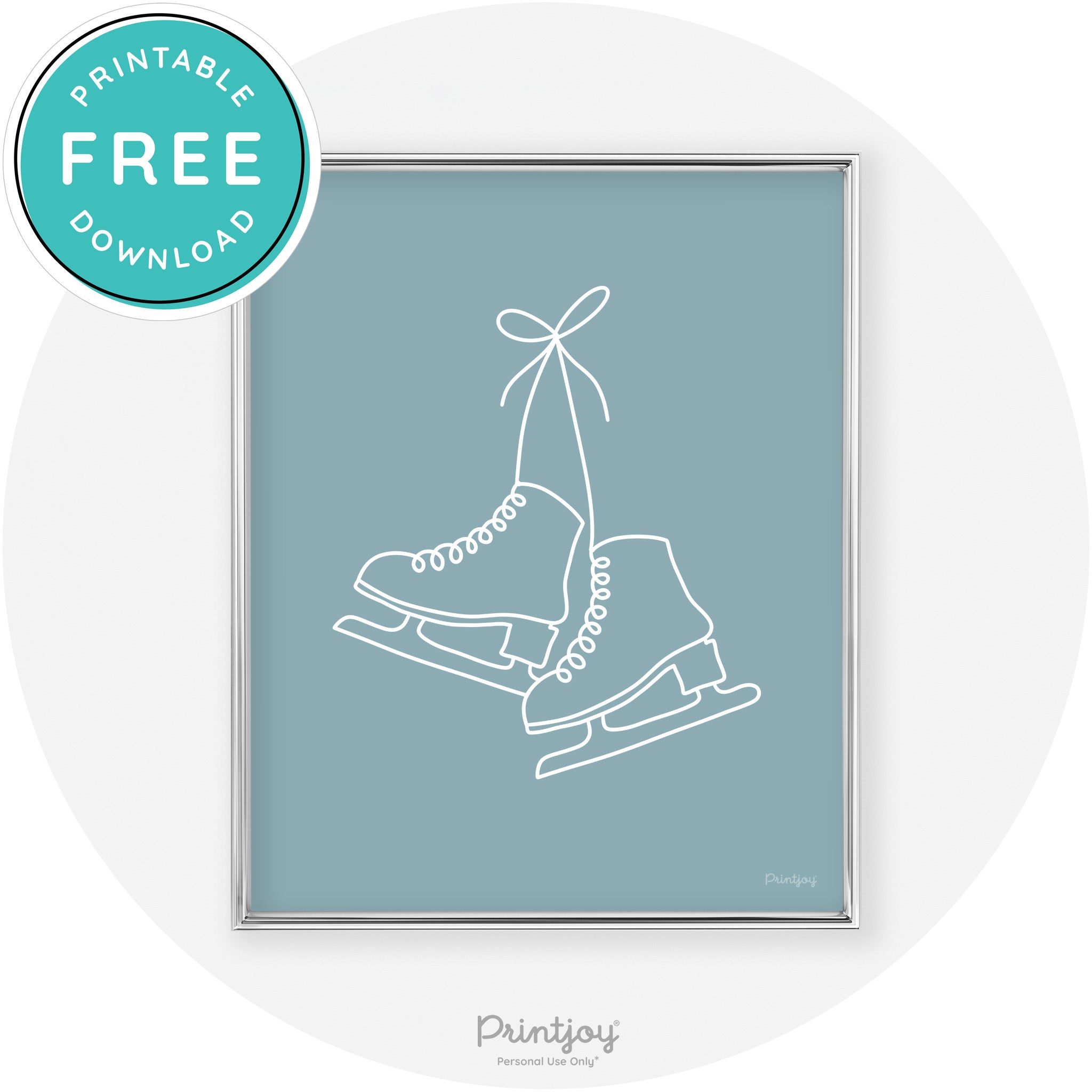 Ice Skates Line Art Cute Winter Modern Chic Wall Art Free Printable - Printjoy