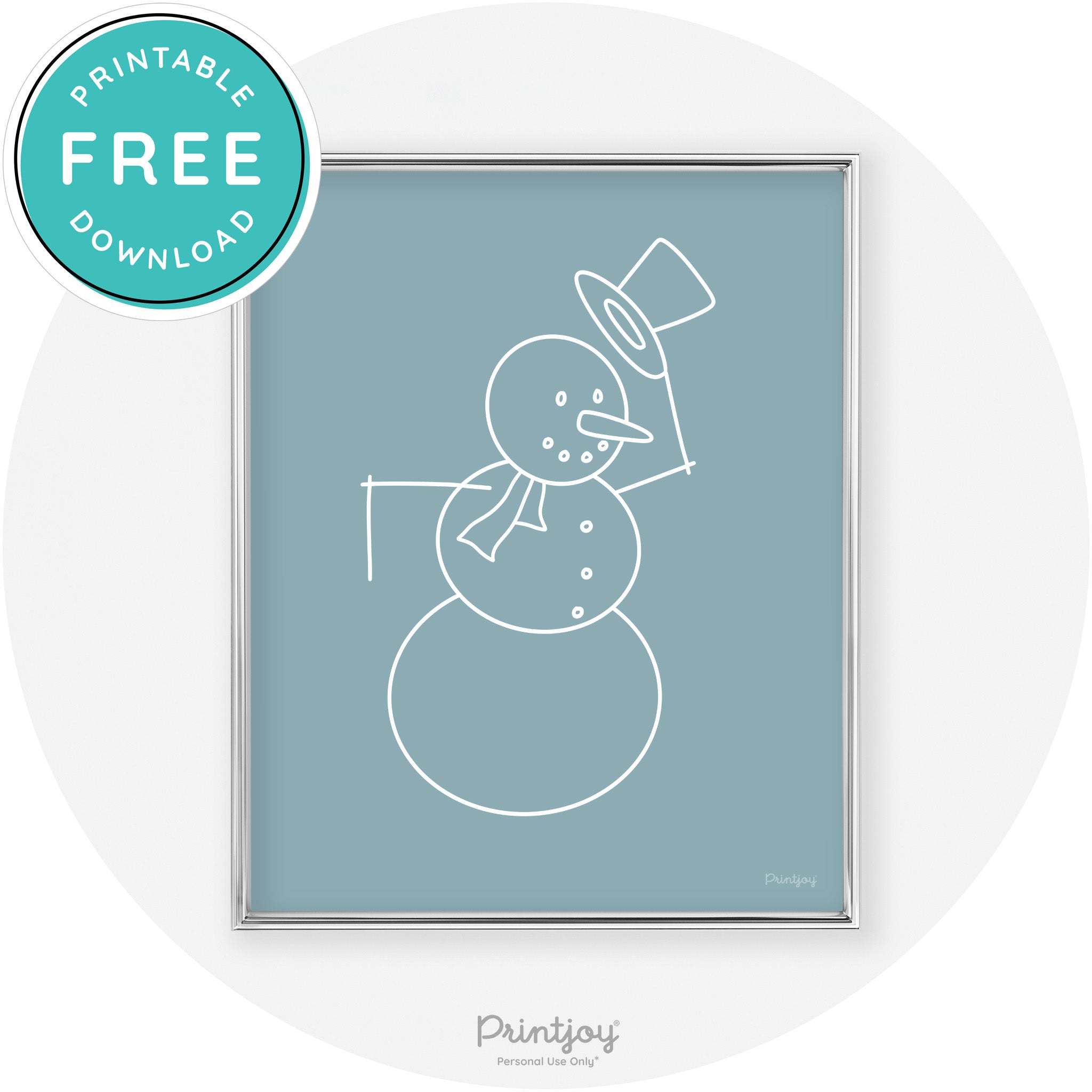 Snowman Line Art Cute Winter Modern Chic Wall Art Free Printable - Printjoy