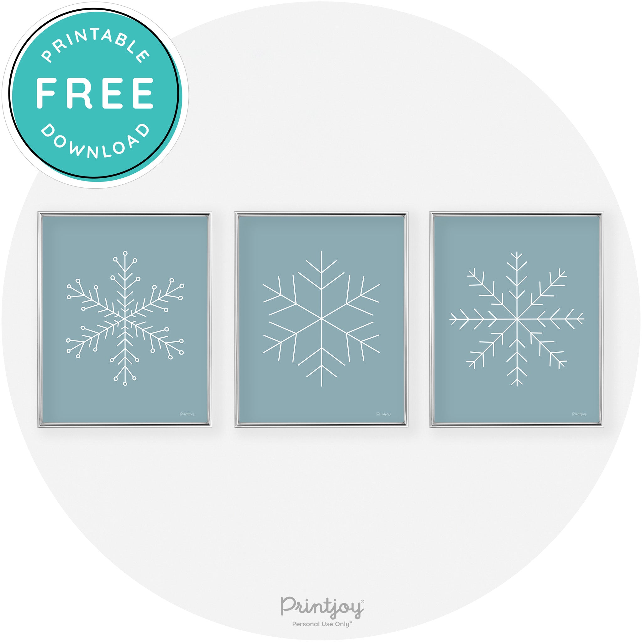 Snowflake Line Art Set Of 3 Cute Winter Chic Wall Art Free Printable - Printjoy