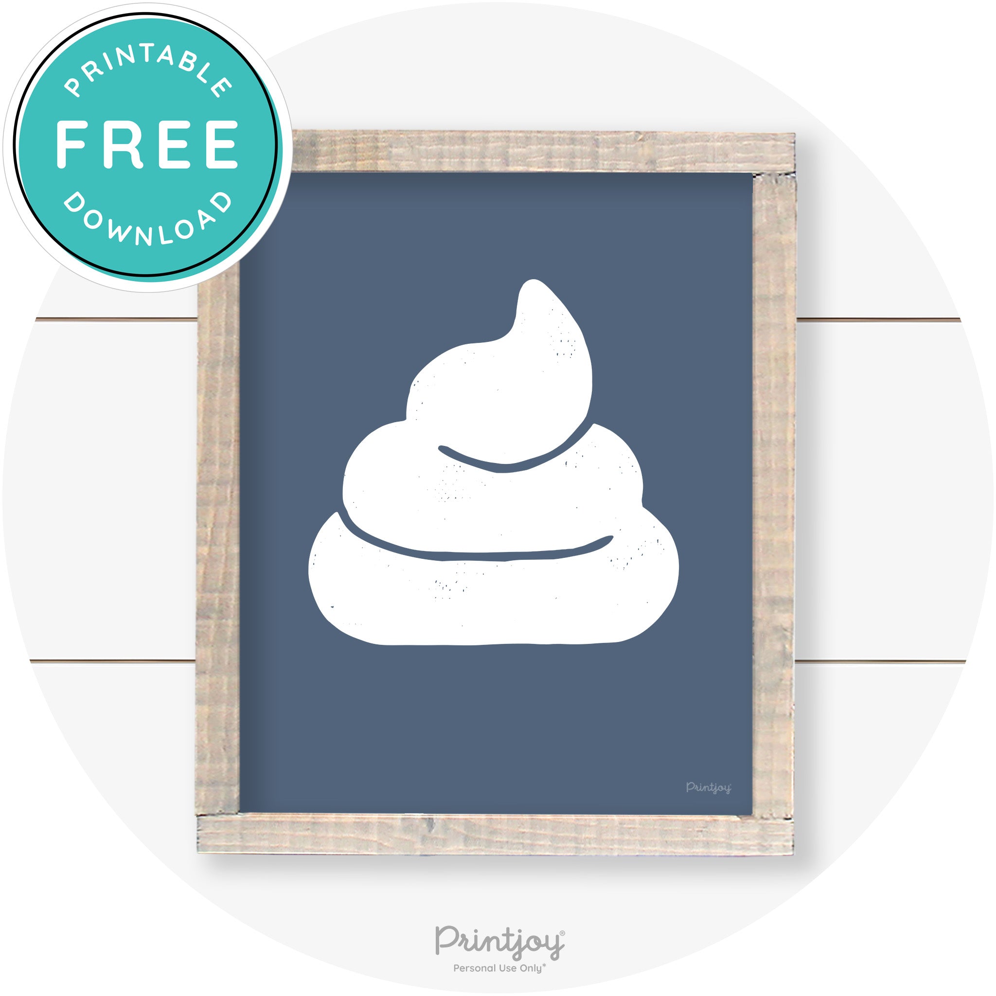 Poop Emoji Silhouette Funny Bathroom Sign Wall Art Free Printable - Printjoy