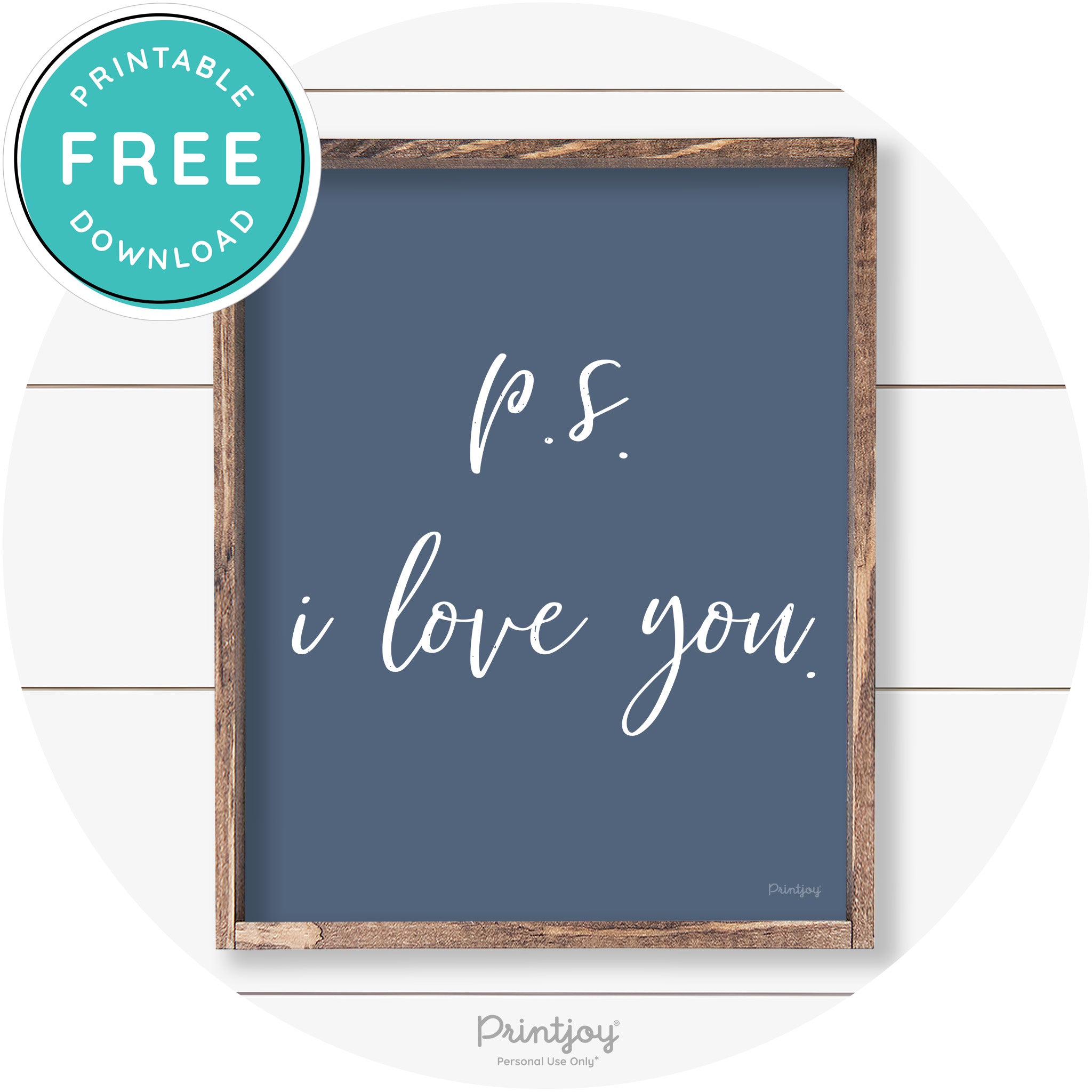 P.S. I Love You Cute Couples Farmhouse Wall Art Decor Free Printable - Printjoy