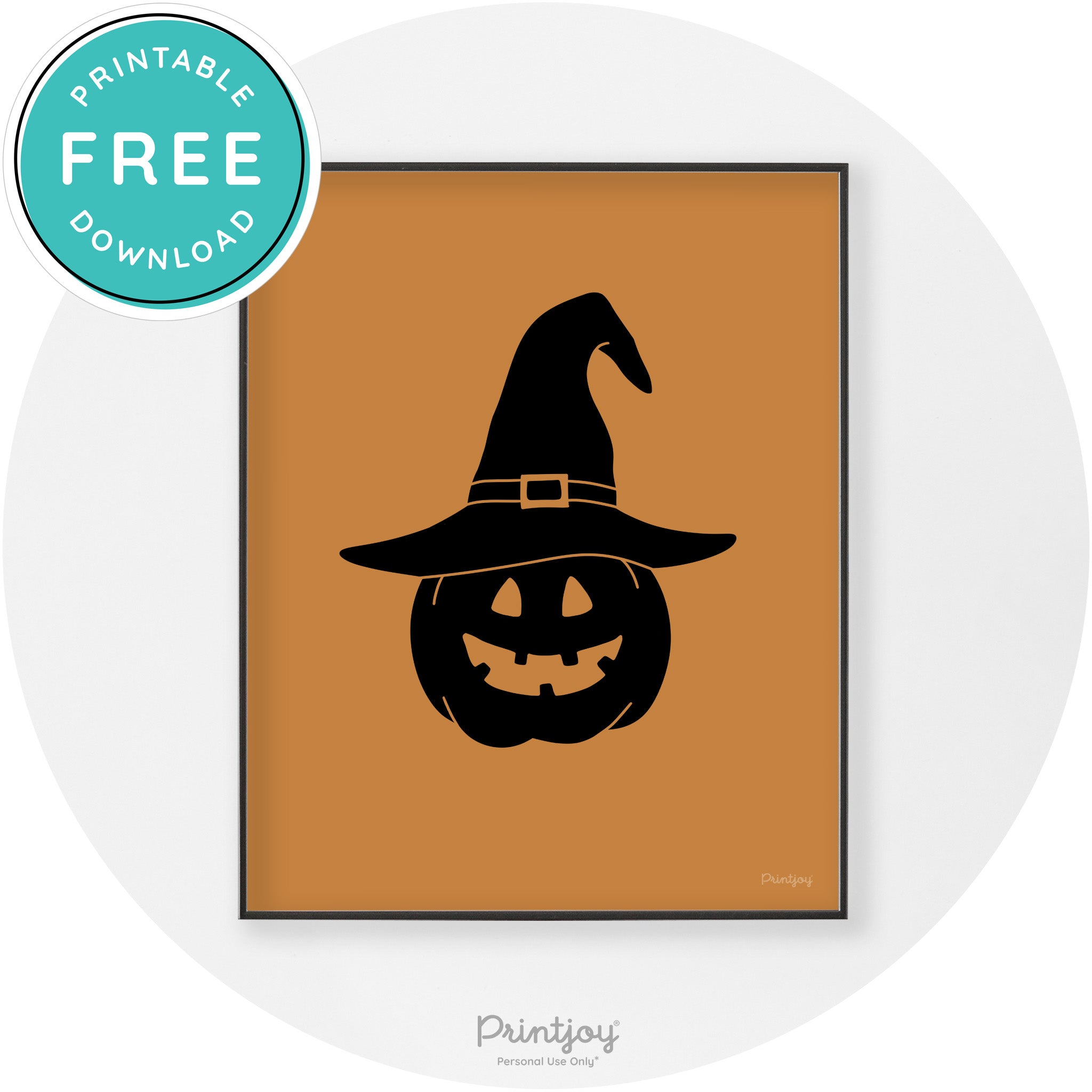 Halloween Cute Witch Jack O Lantern Chic Wall Art Printable - Printjoy