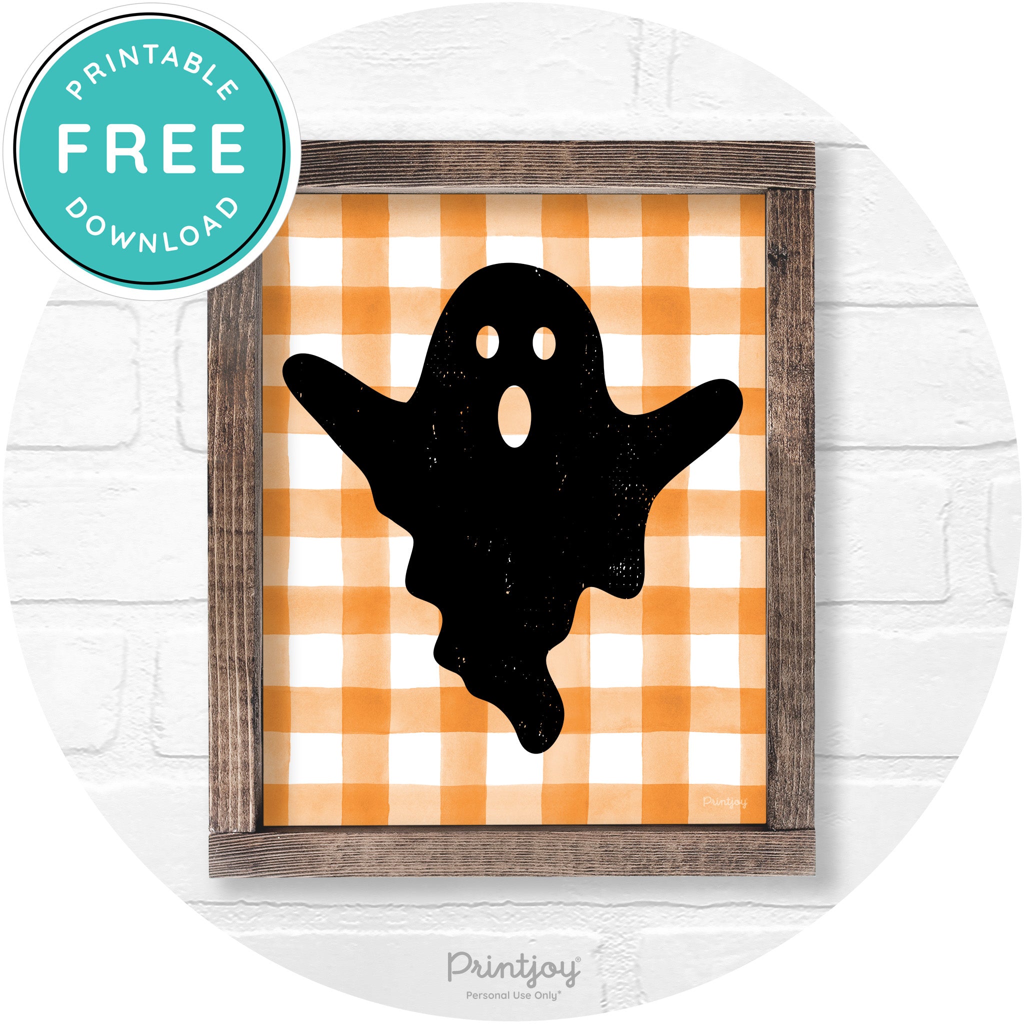 Halloween Cute Ghost Rustic Farmhouse Wall Art Free Printable - Printjoy