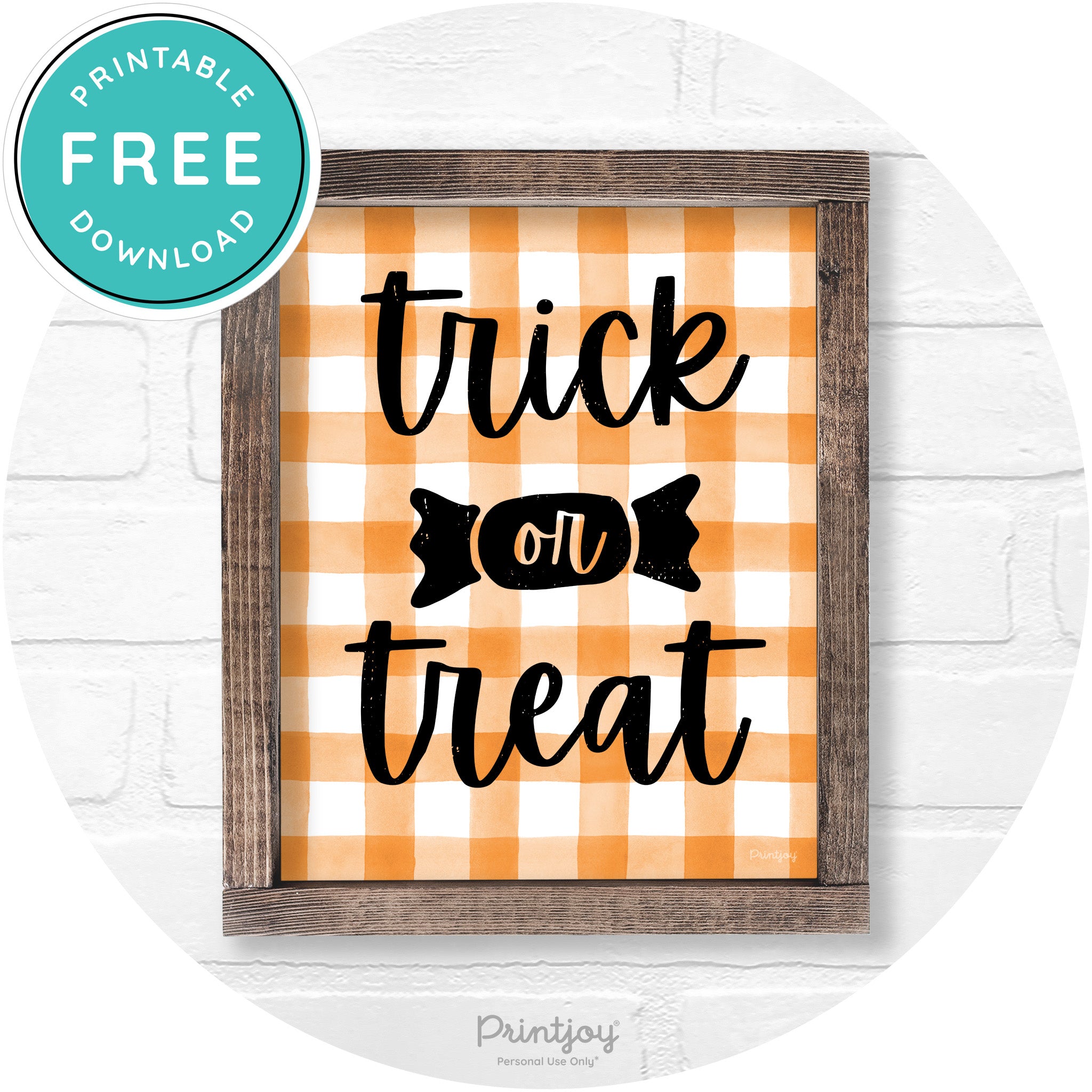 Trick Or Treat Halloween Rustic Farmhouse Wall Art Free Printable - Printjoy