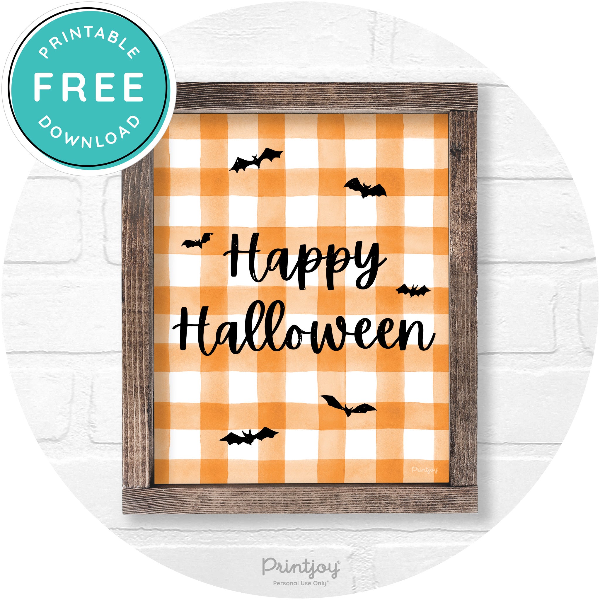Happy Halloween Bats Rustic Farmhouse Wall Art Free Printable - Printjoy