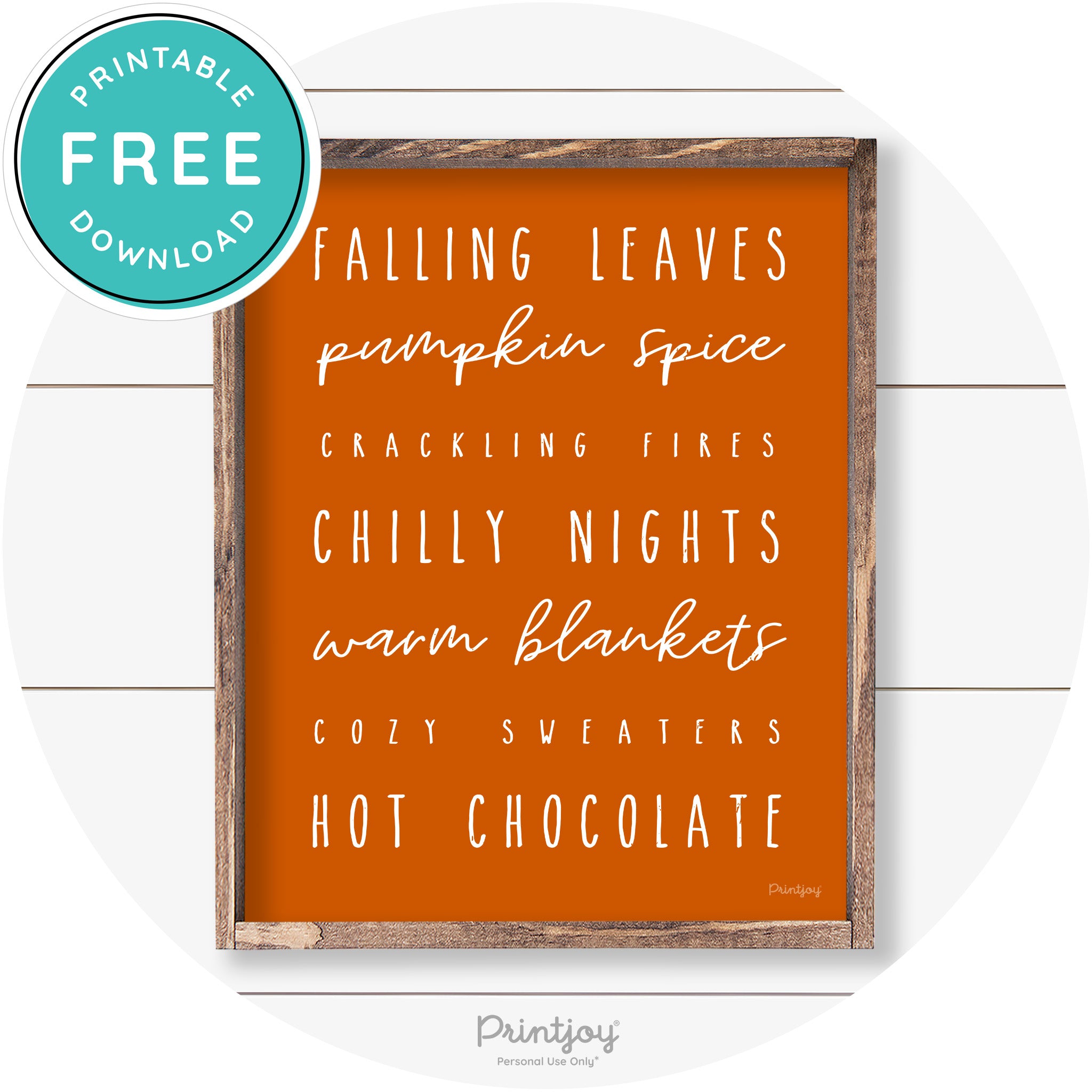 Fall Favorite Things Cute Farmhouse Autumn Wall Art Free Printable - Printjoy
