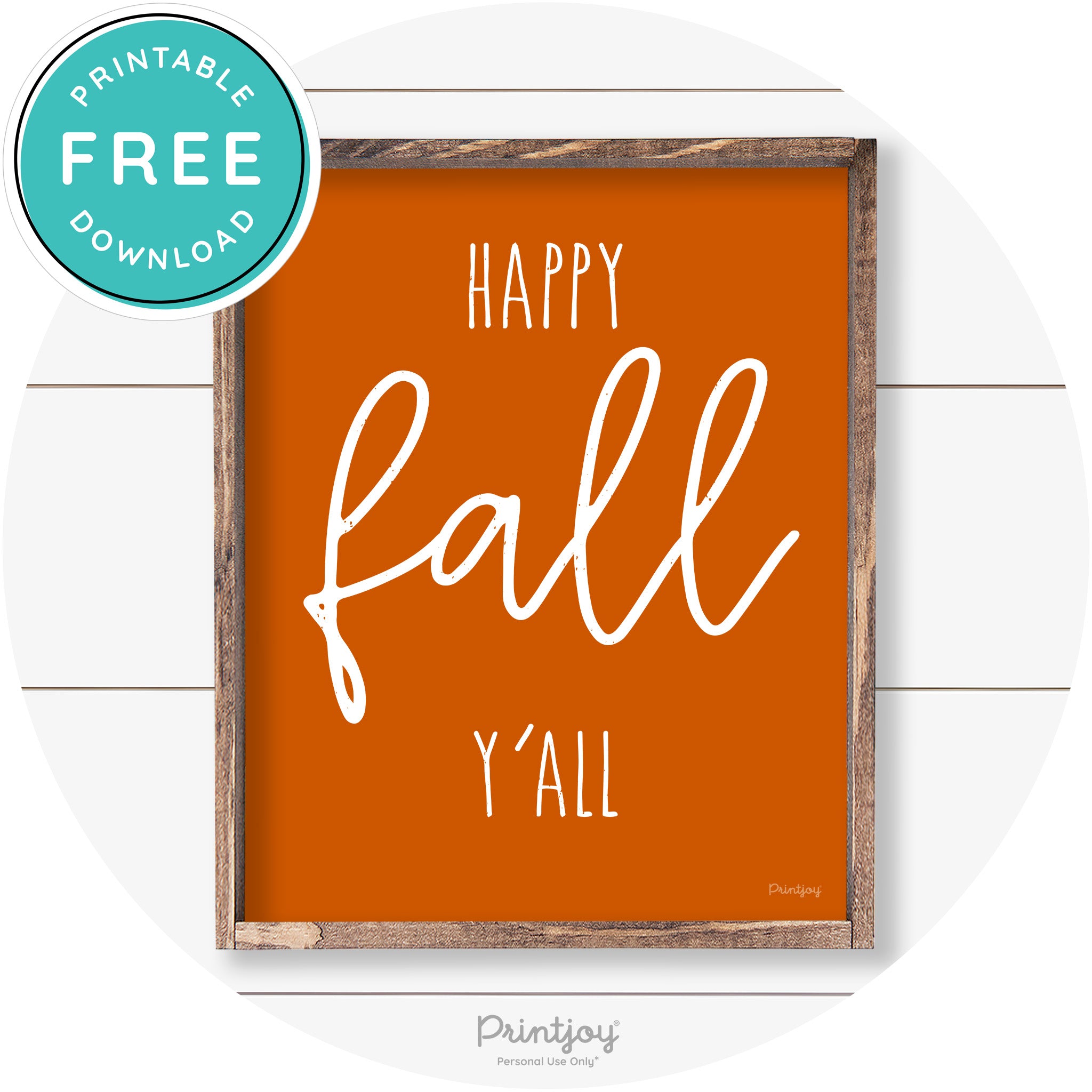 Happy Fall Y'all Cute Farmhouse Autumn Wall Art Decor Free Printable - Printjoy