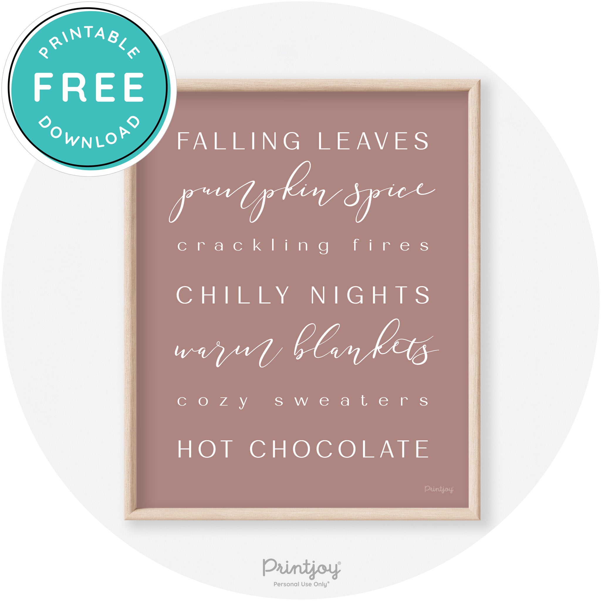 Fall Favorite Things Modern Transitional Decor Wall Art Free Printable - Printjoy