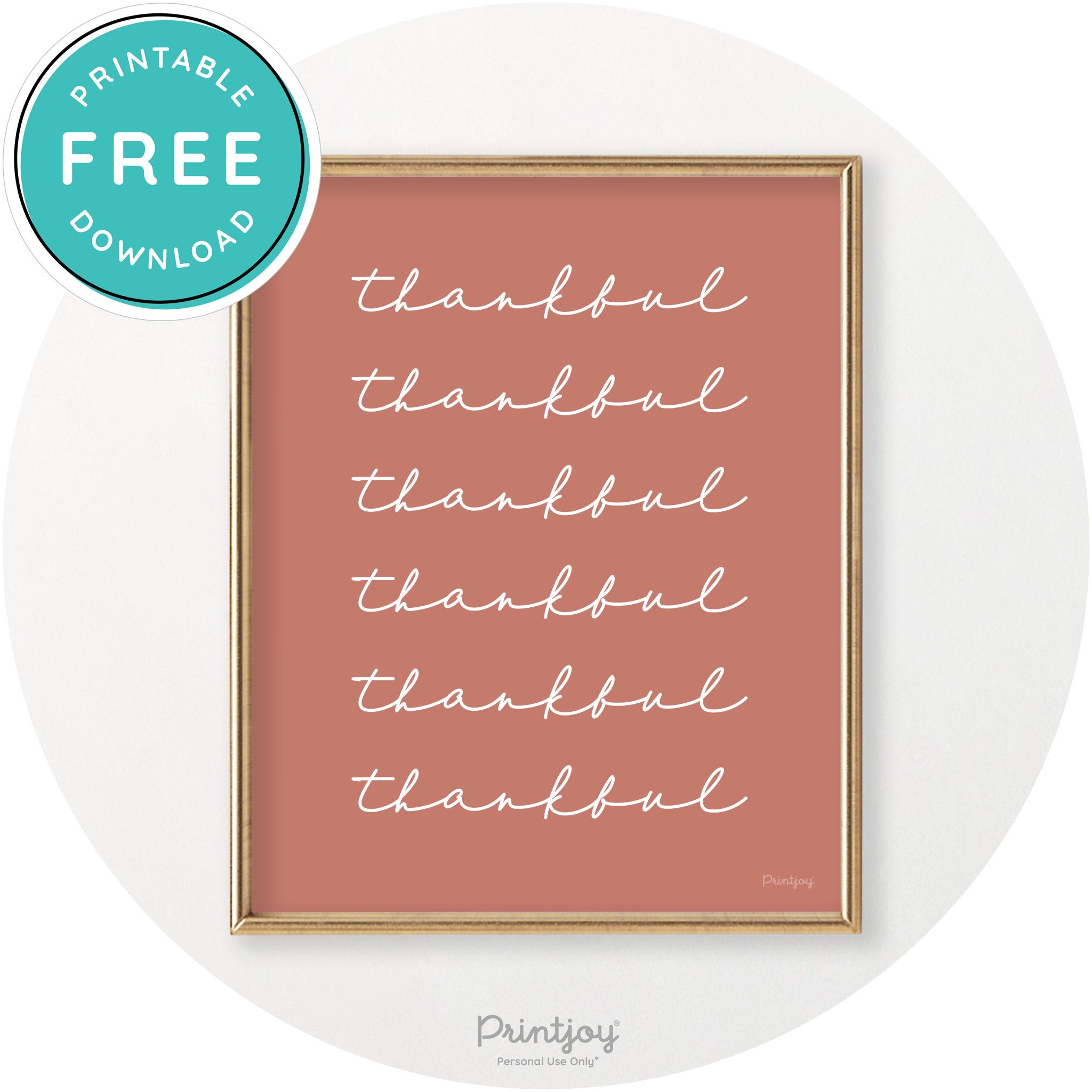 Thankful Pattern Cute Thanksgiving Modern Chic Wall Art Printable - Printjoy
