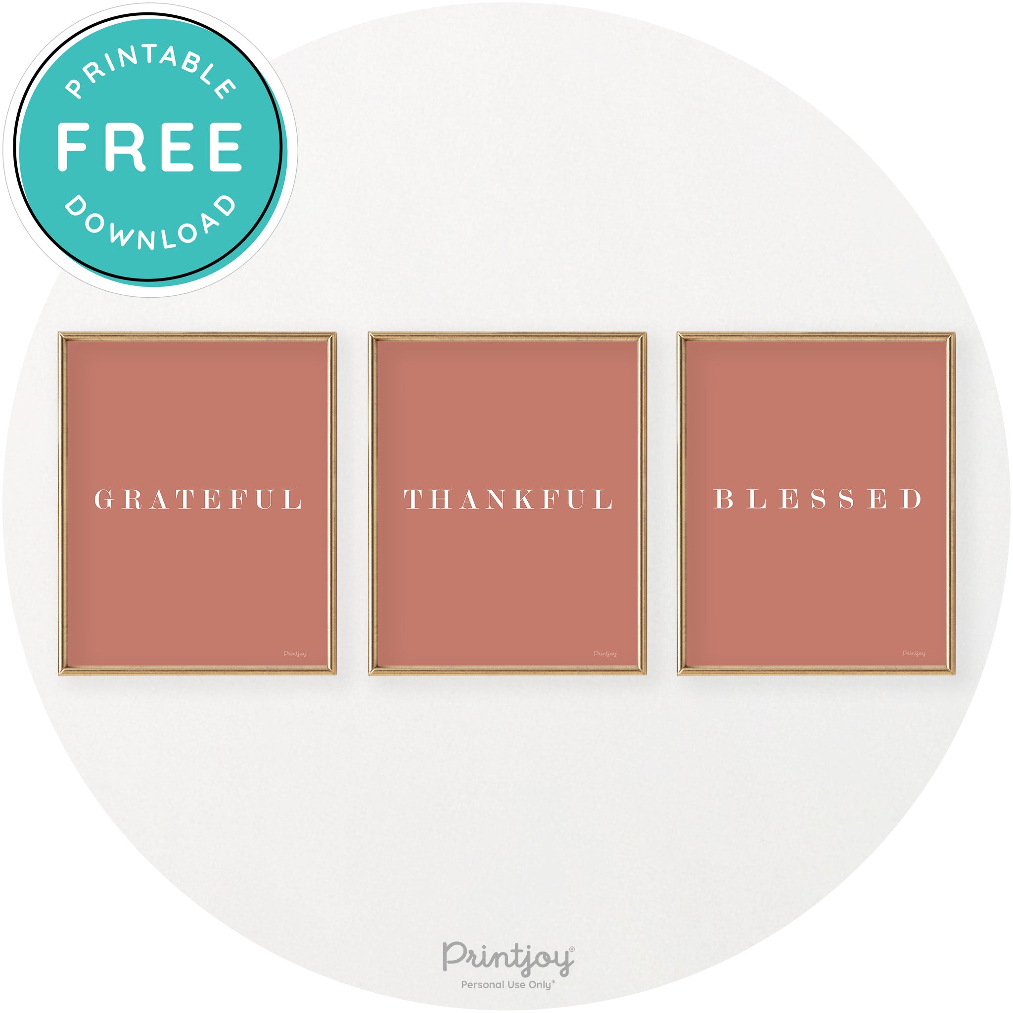 Grateful Thankful Blessed Set Of 3 Chic Wall Art Decor Free Printable - Printjoy