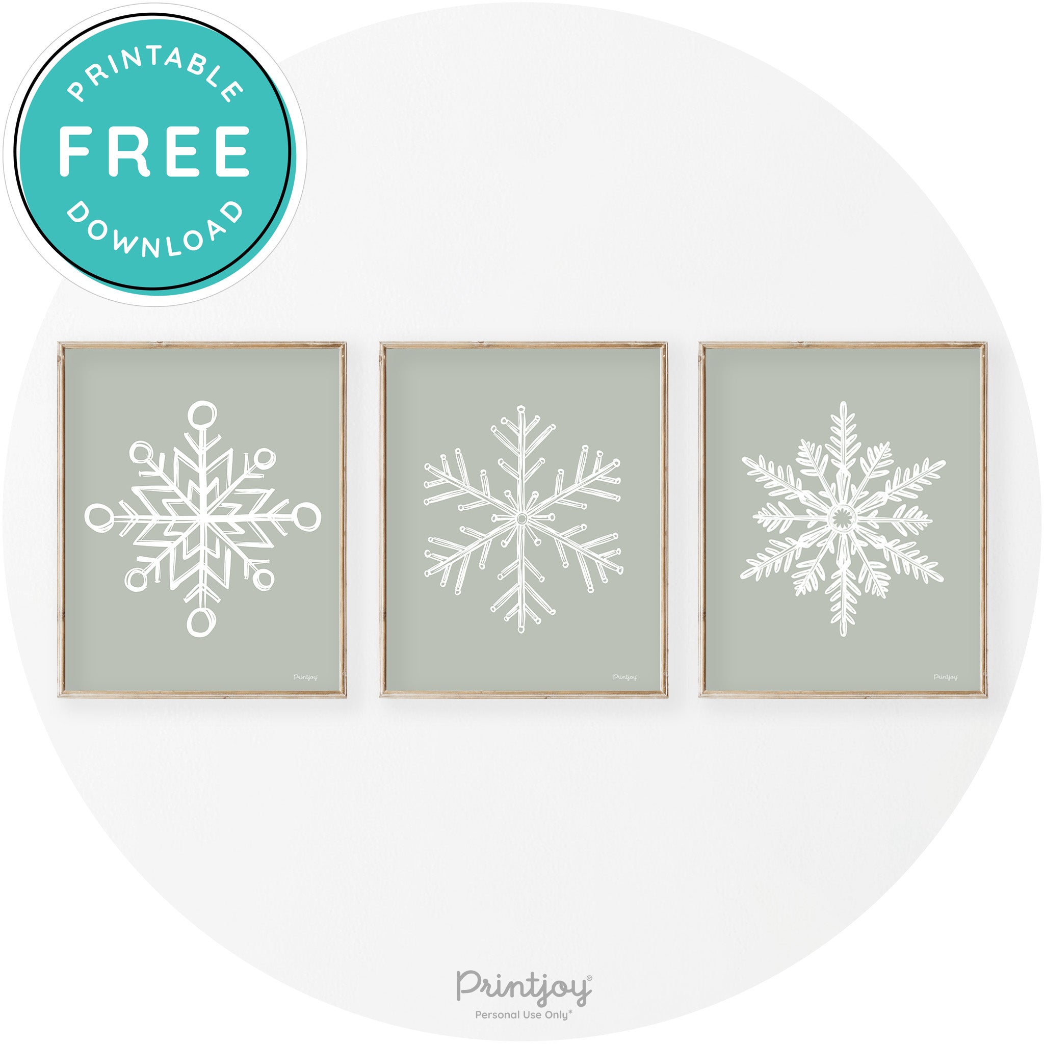 Snowflakes Set Of 3 Christmas Transitional Wall Art Decor Free Printable