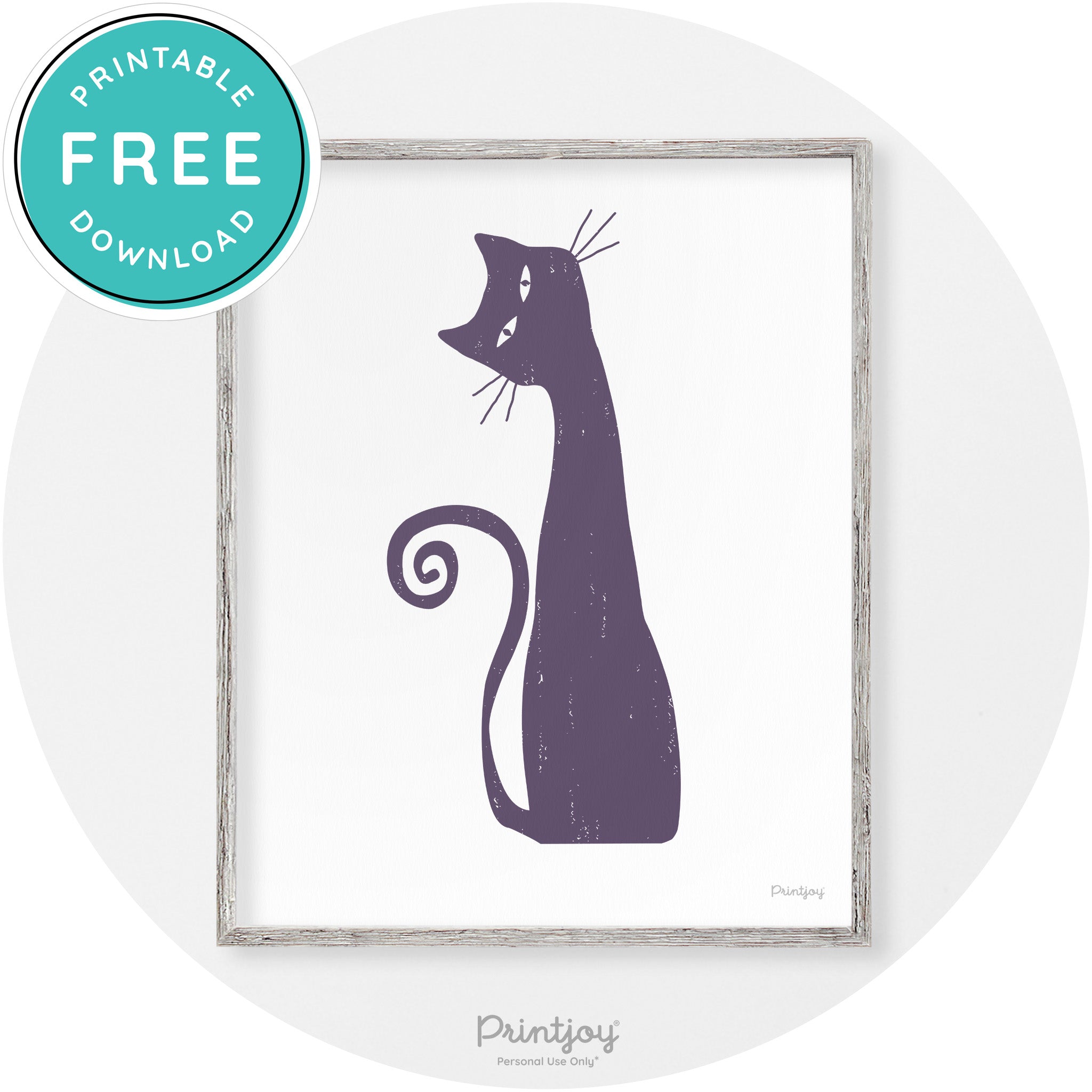 Creepy Skinny Cat Modern Vintage Halloween Wall Art Free Printable - Printjoy