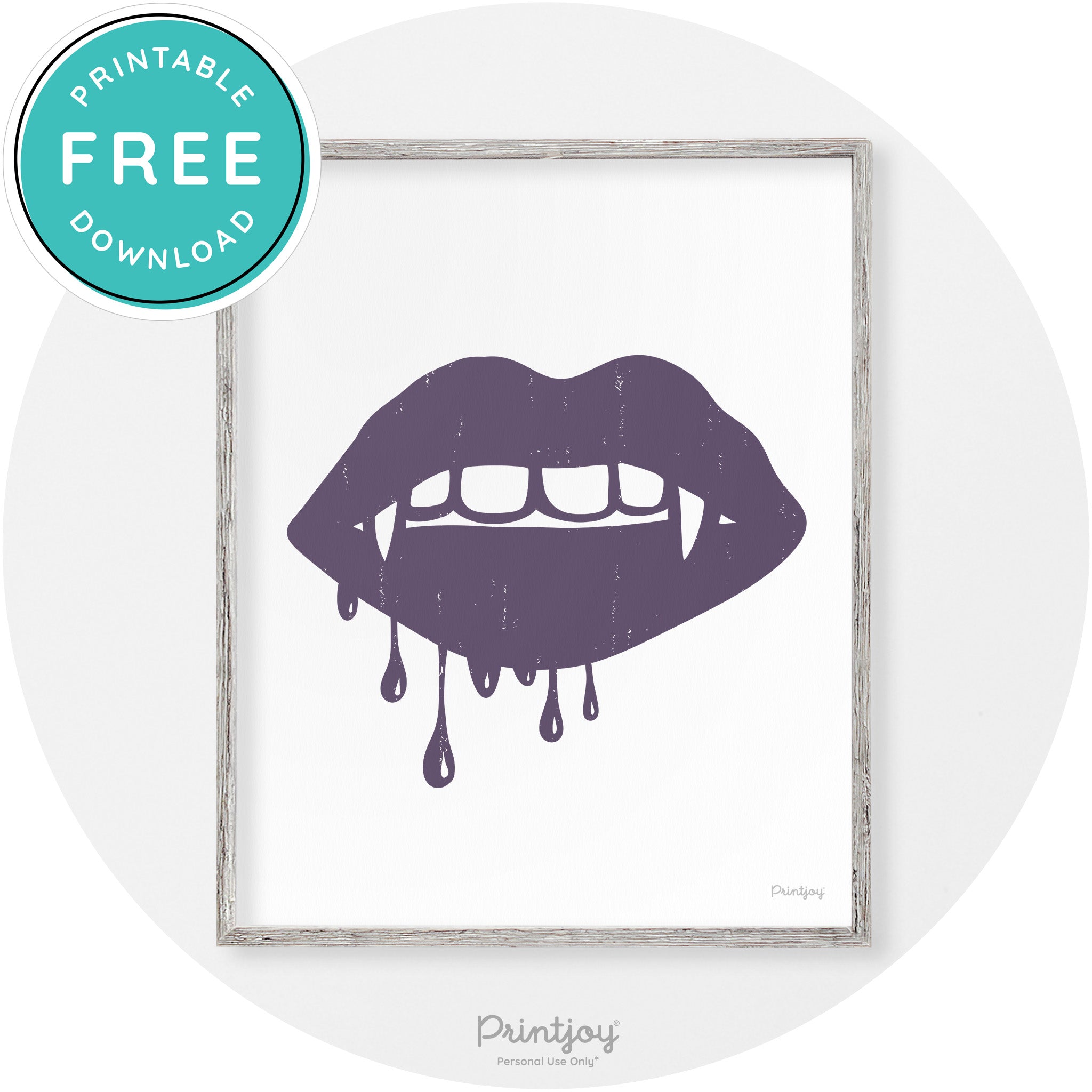 Dracula Fangs Teeth Modern Vintage Halloween Wall Art Free Printable - Printjoy