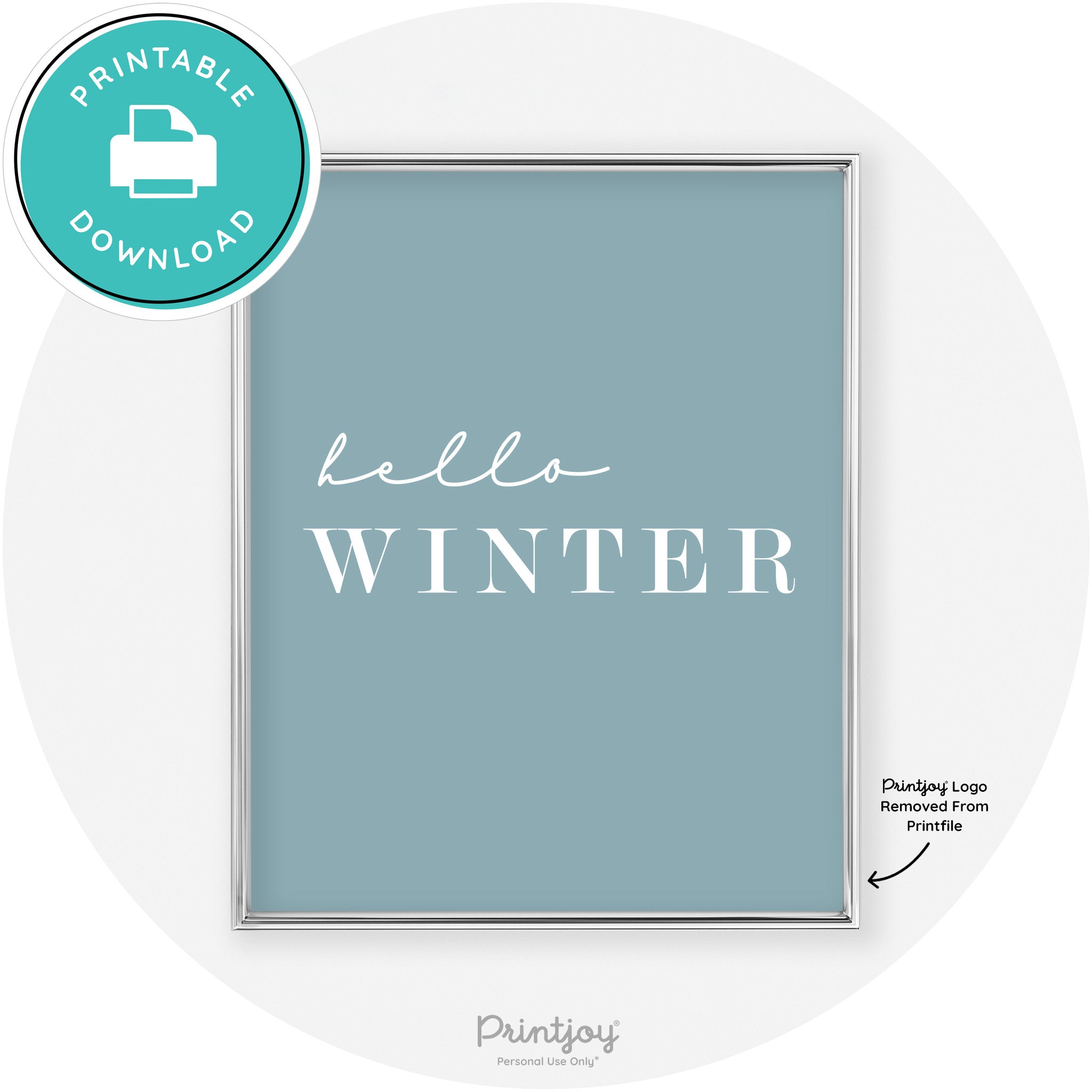 Hello Winter Cute Seasonal Modern Chic Wall Art Decor Free Printable - Printjoy