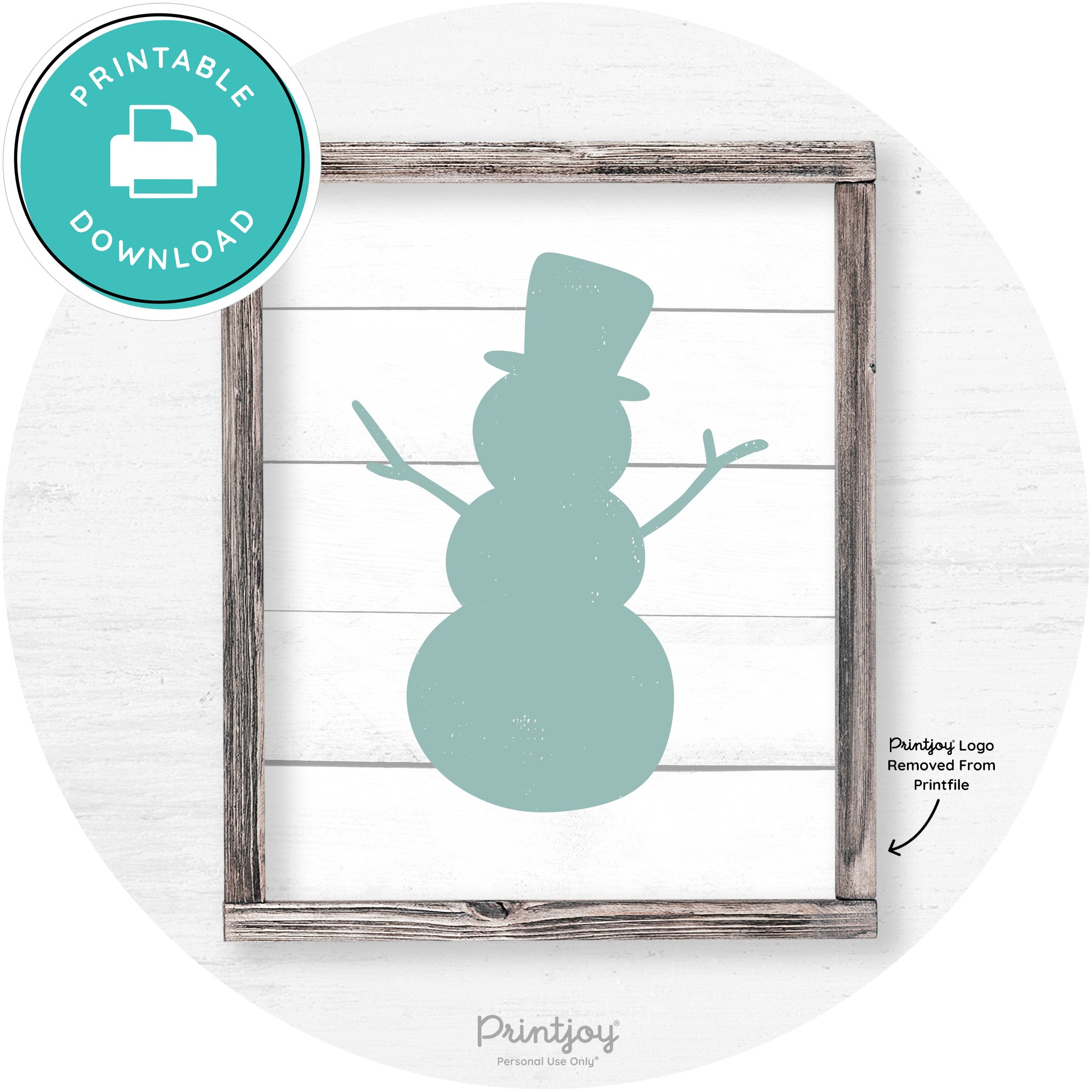 Snowman Silhouette Winter Farmhouse Wall Art Decor Free Printable - Printjoy