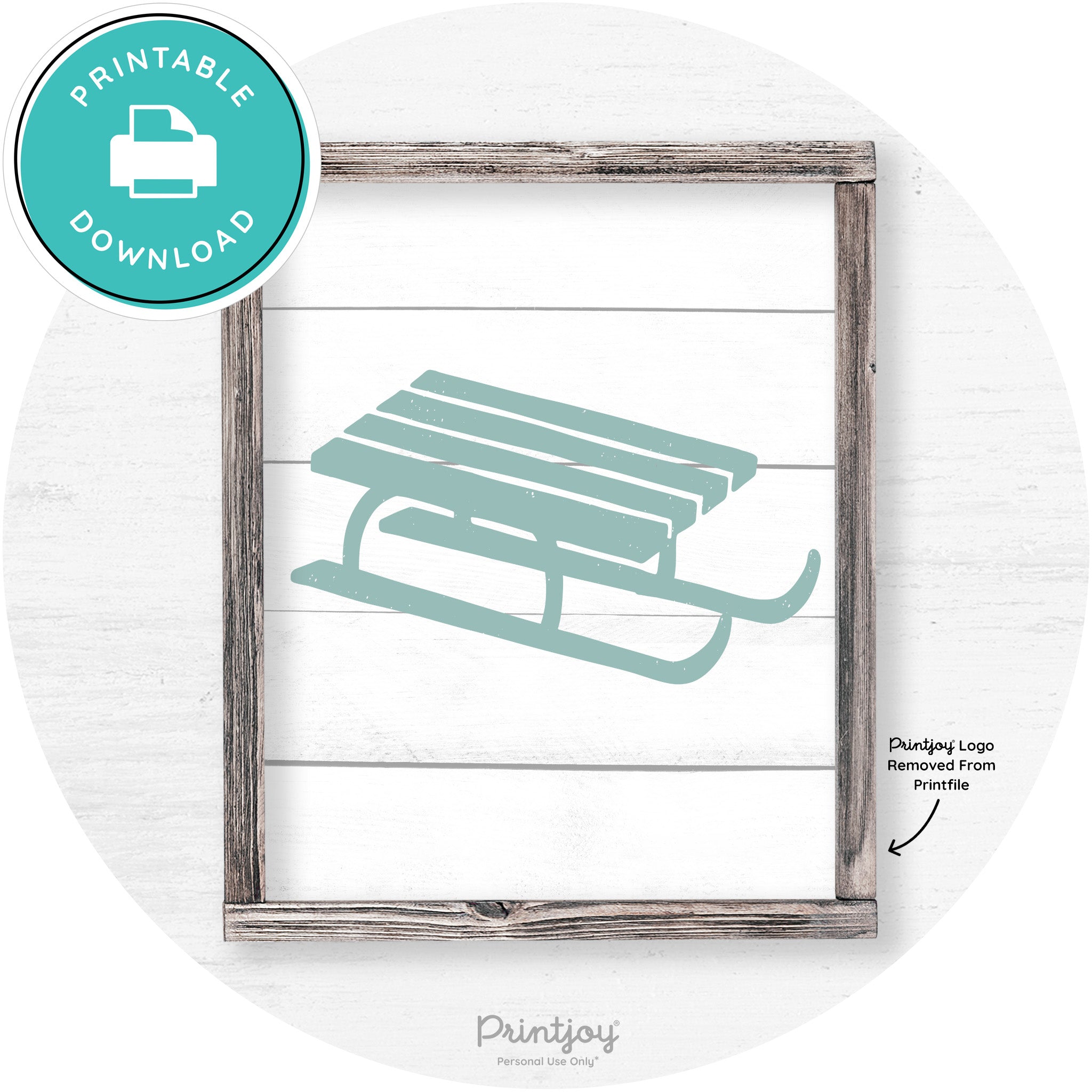 Winter Old Fashioned Sled Rustic Farmhouse Wall Art Free Printable - Printjoy