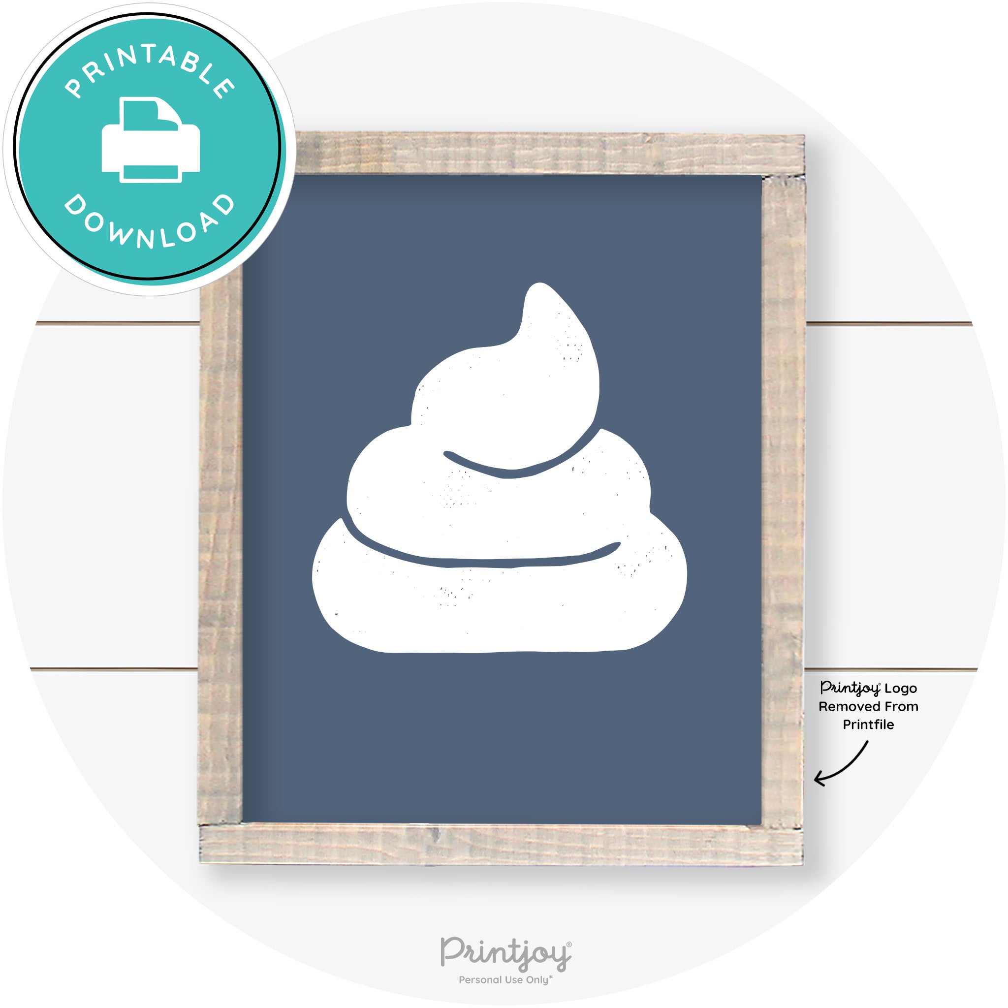 Poop Emoji Silhouette Funny Bathroom Sign Wall Art Free Printable - Printjoy