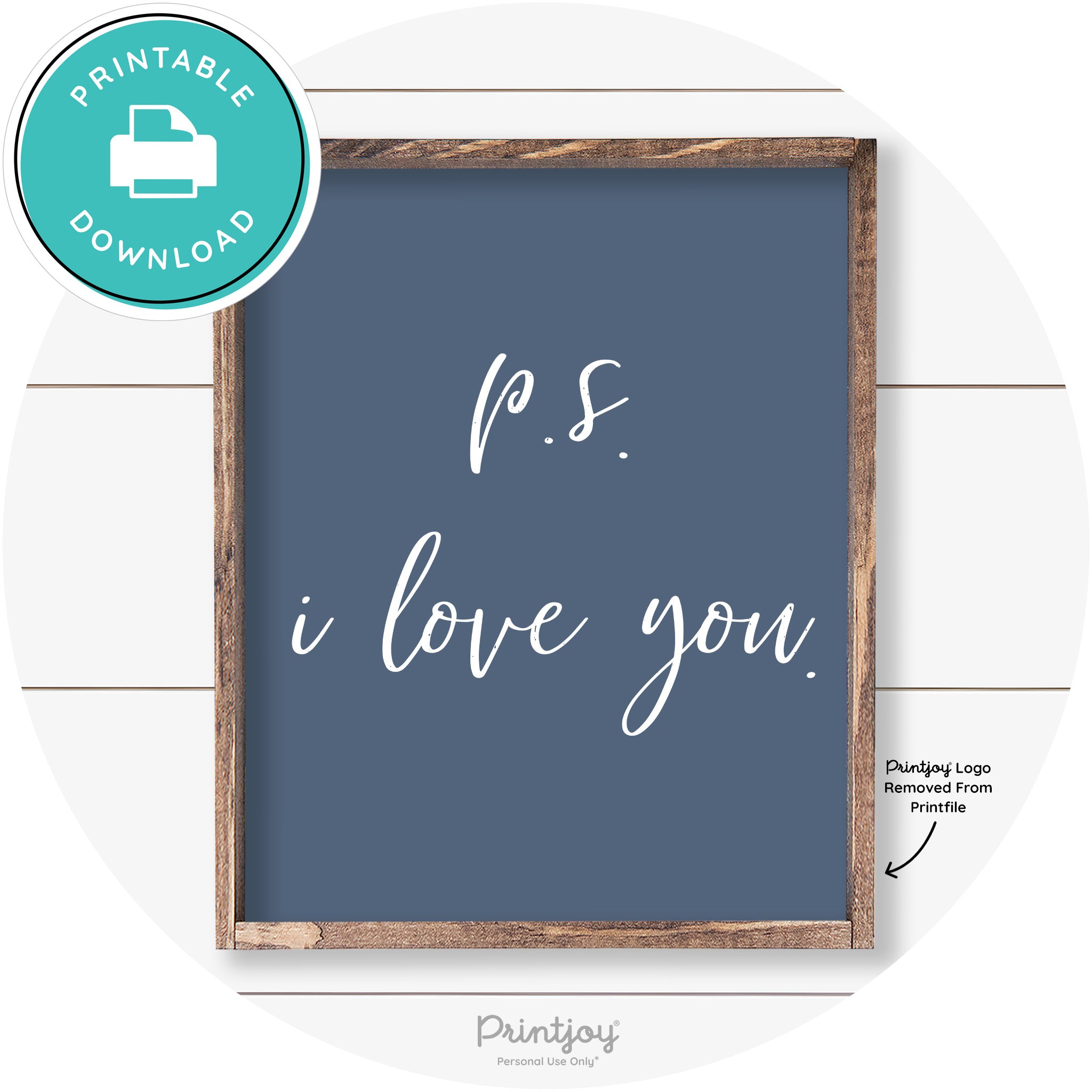 P.S. I Love You Cute Couples Farmhouse Wall Art Decor Free Printable - Printjoy