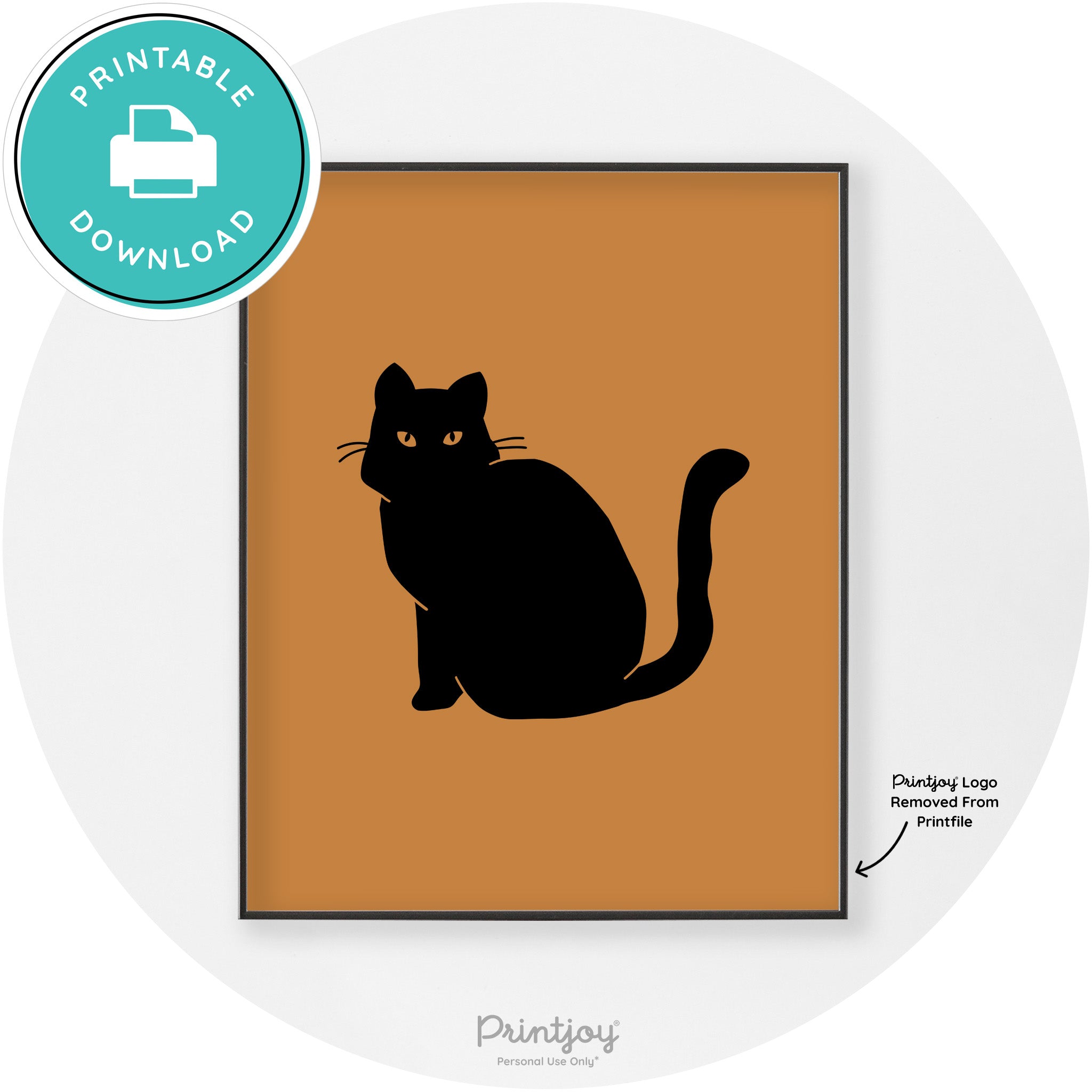 Halloween Spooky Cat Modern Chic Wall Art Decor Printable - Printjoy