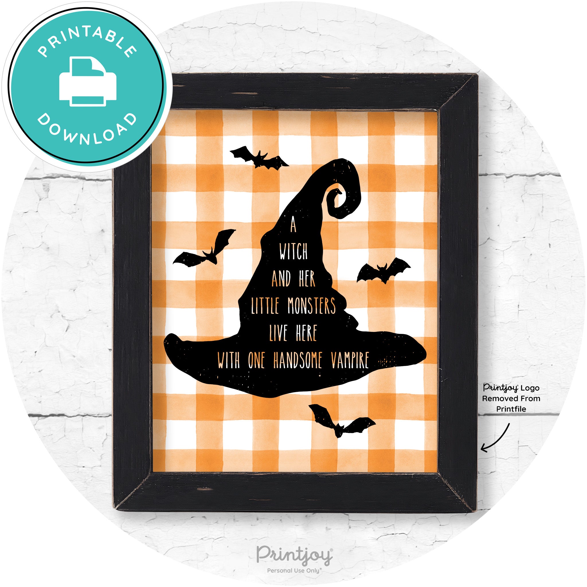 Fun Halloween Family Farmhouse Witch Hat Wall Art Free Printable - Printjoy