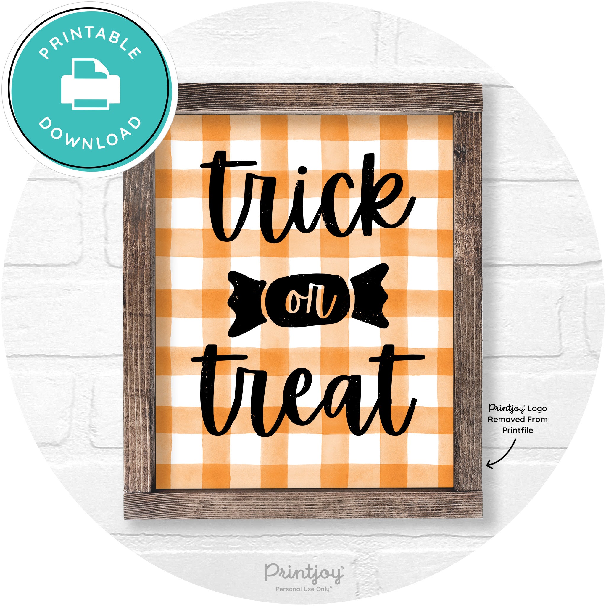Trick Or Treat Halloween Rustic Farmhouse Wall Art Free Printable - Printjoy
