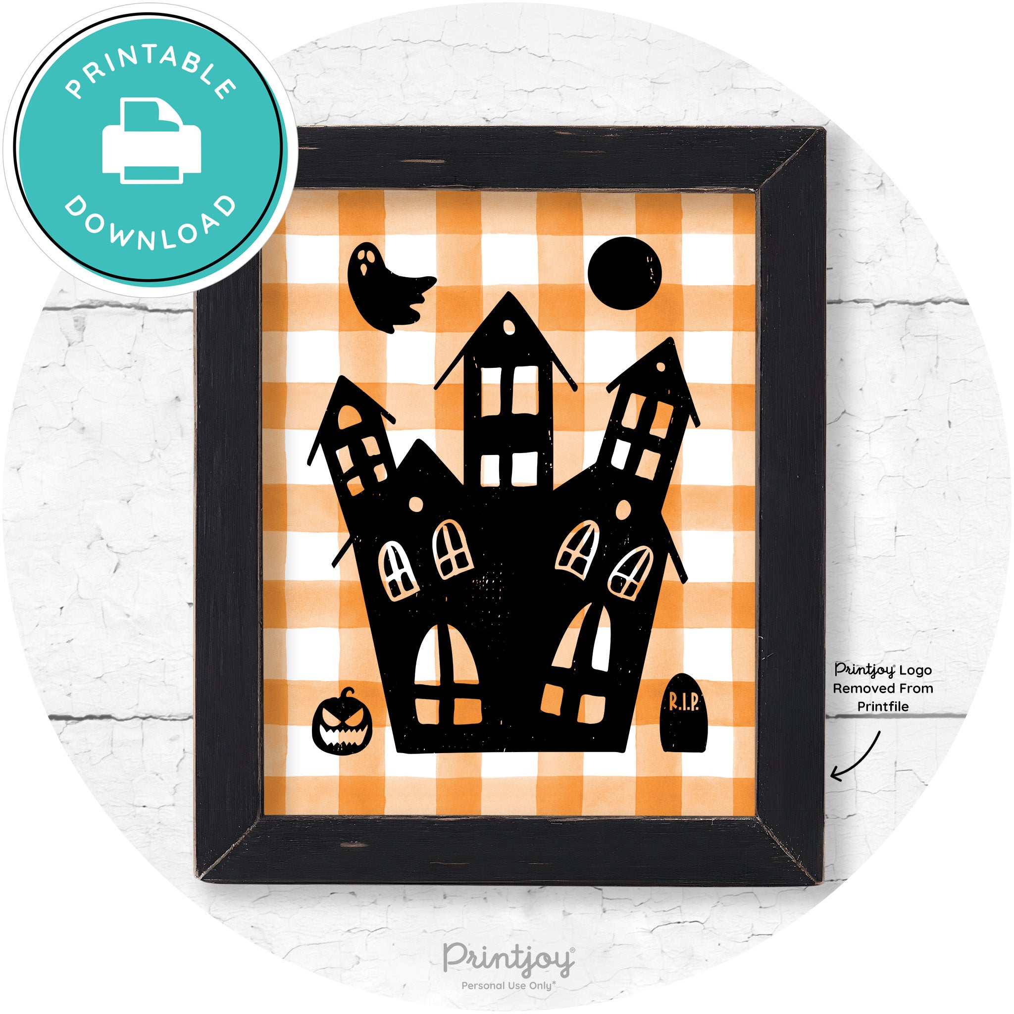 Fun Cute Haunted House Farmhouse Halloween Wall Art Free Printable - Printjoy