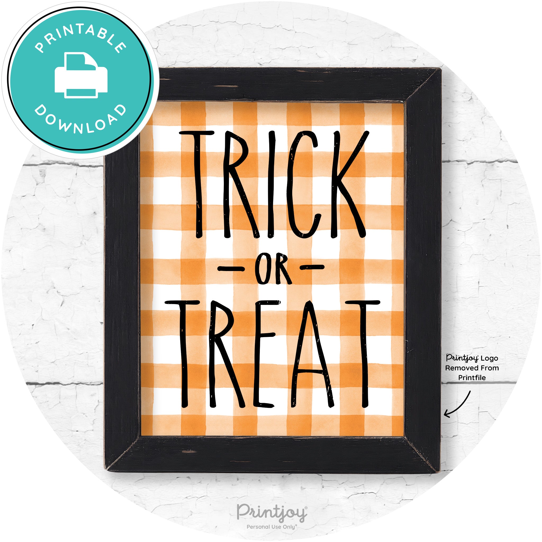 Trick Or Treat Lettering Farmhouse Halloween Wall Art Free Printable - Printjoy