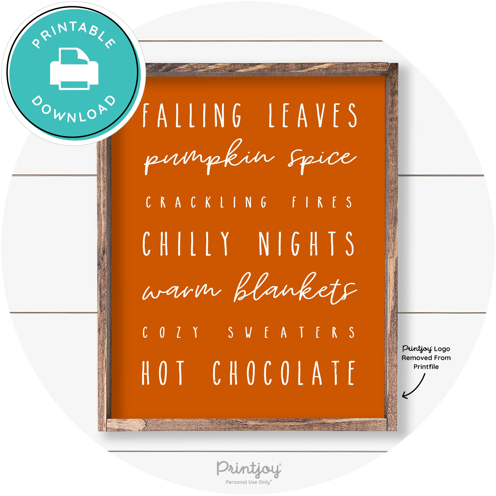 Fall Favorite Things Cute Farmhouse Autumn Wall Art Free Printable - Printjoy